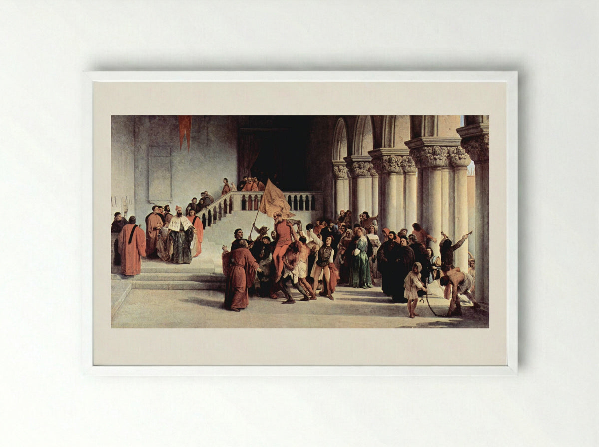 The Liberation of Vettor Pisani - Francesco Hayez - Framed Print White