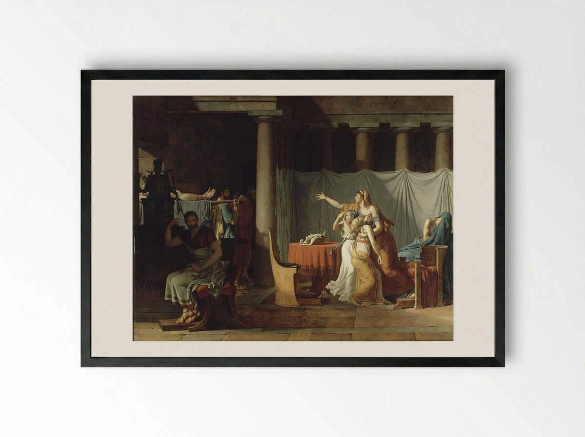 The Lictors Bring to Brutus the Bodies of His Sons - Jacques-Louis David - Framed Print Black