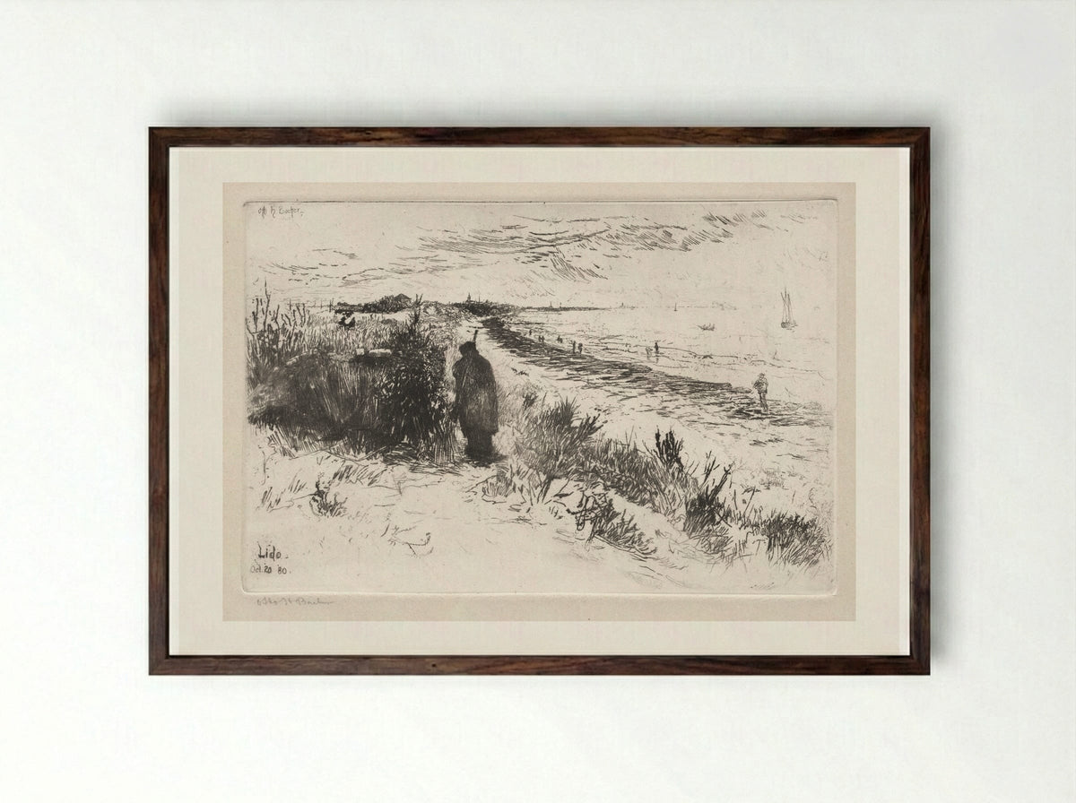 The Lido - Otto H. Bacher - Framed Print Dark Wood
