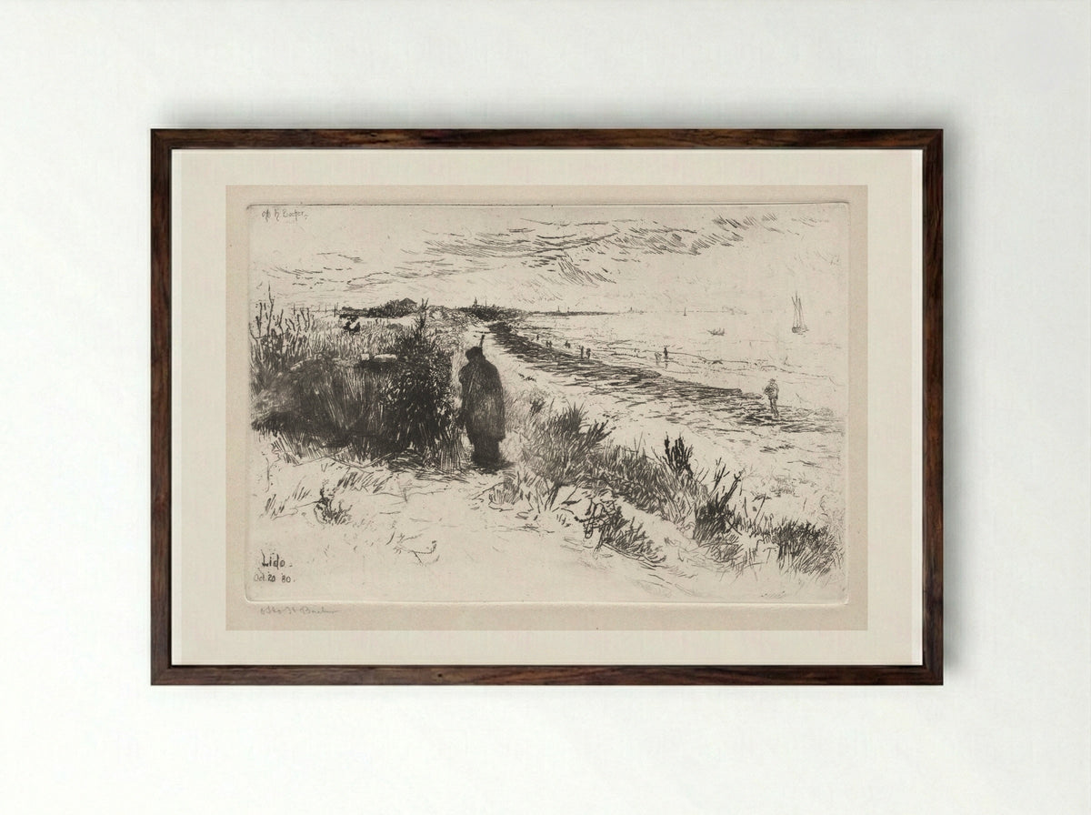 The Lido - Otto H. Bacher - Framed Print Dark Wood