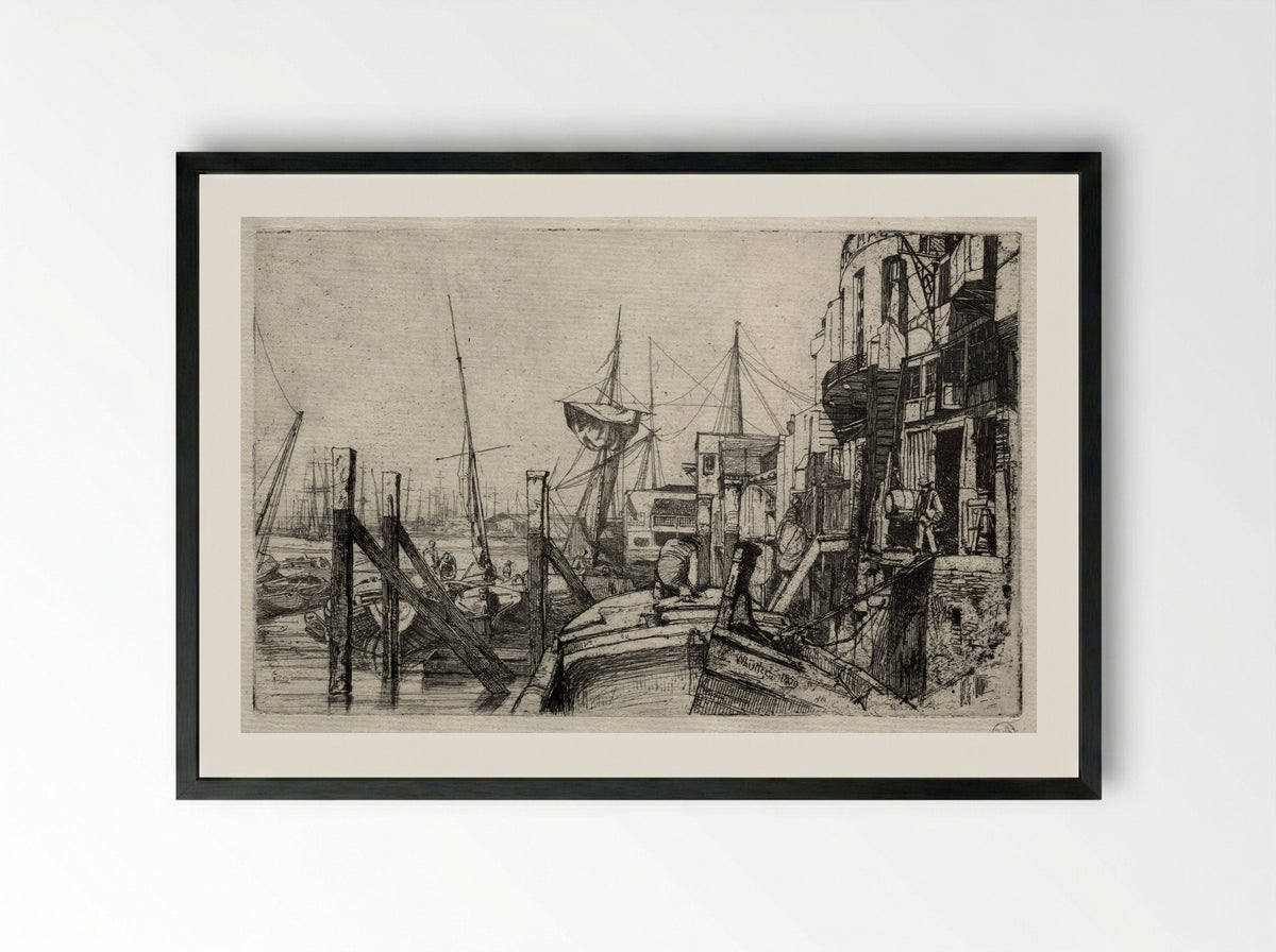 The Limehouse - James McNeill Whistler - Framed Print Black
