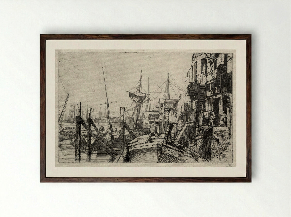 The Limehouse - James McNeill Whistler - Framed Print Dark Wood