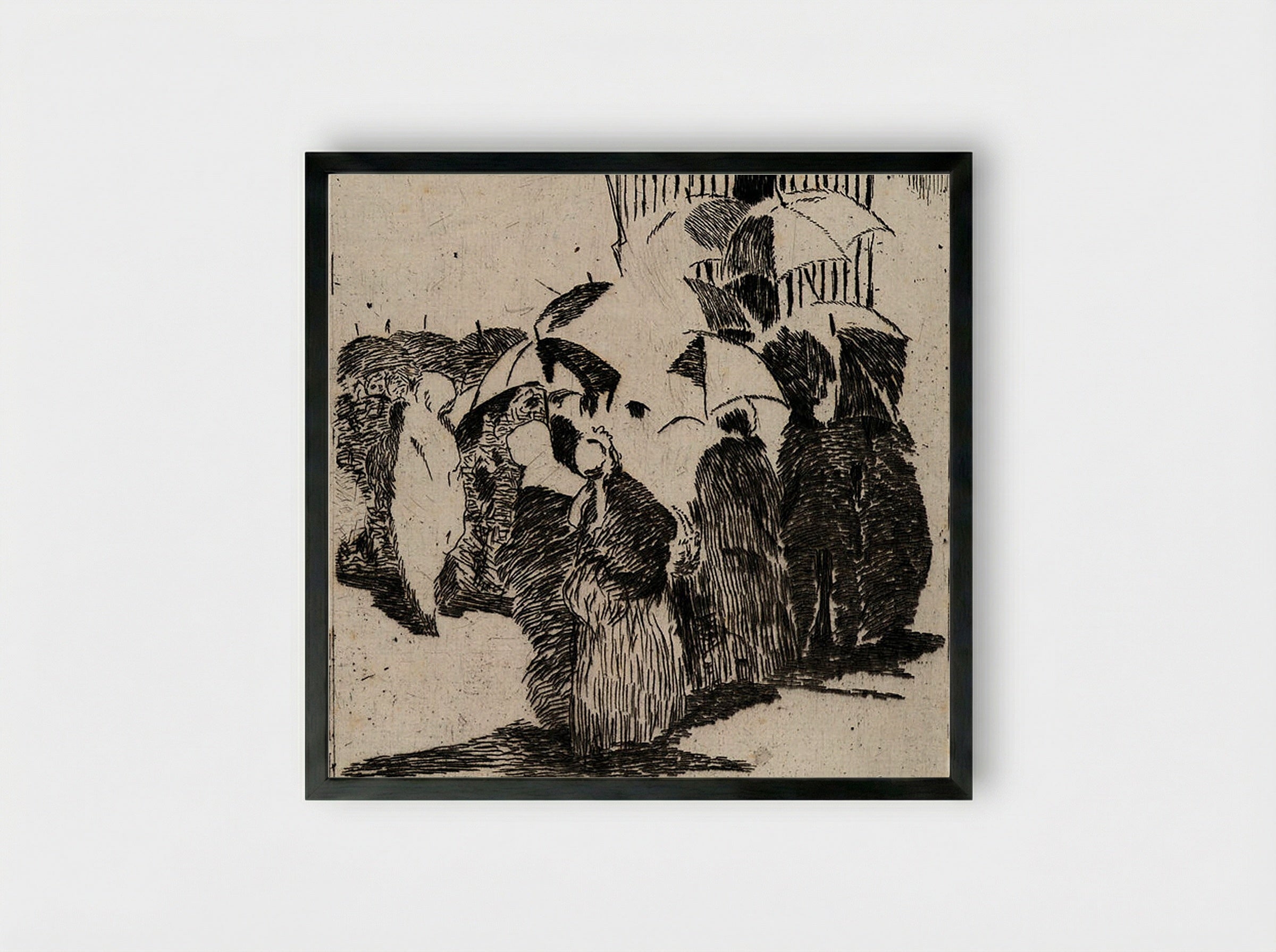 The Line at the Butcher's Shop - Édouard Manet - Framed Print Black