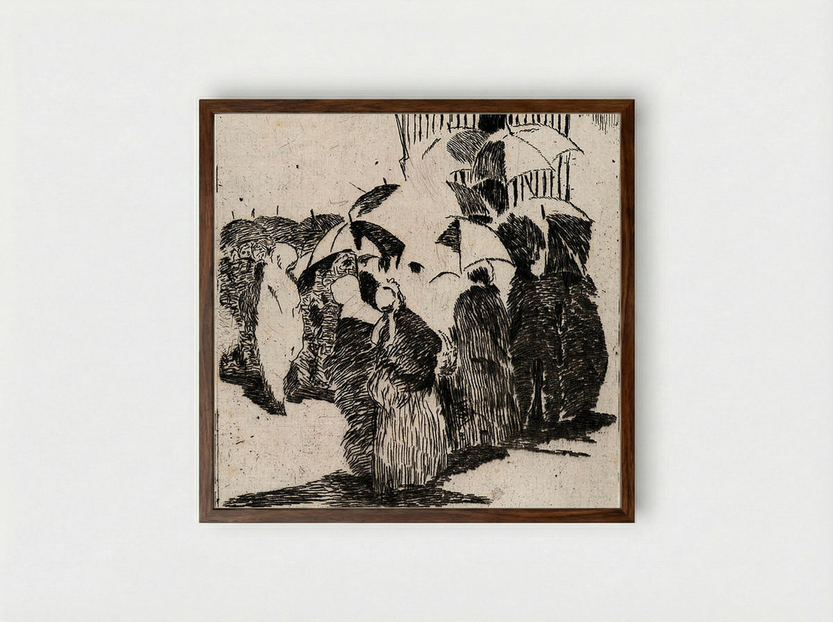 The Line at the Butcher's Shop - Édouard Manet - Framed Print Dark Wood