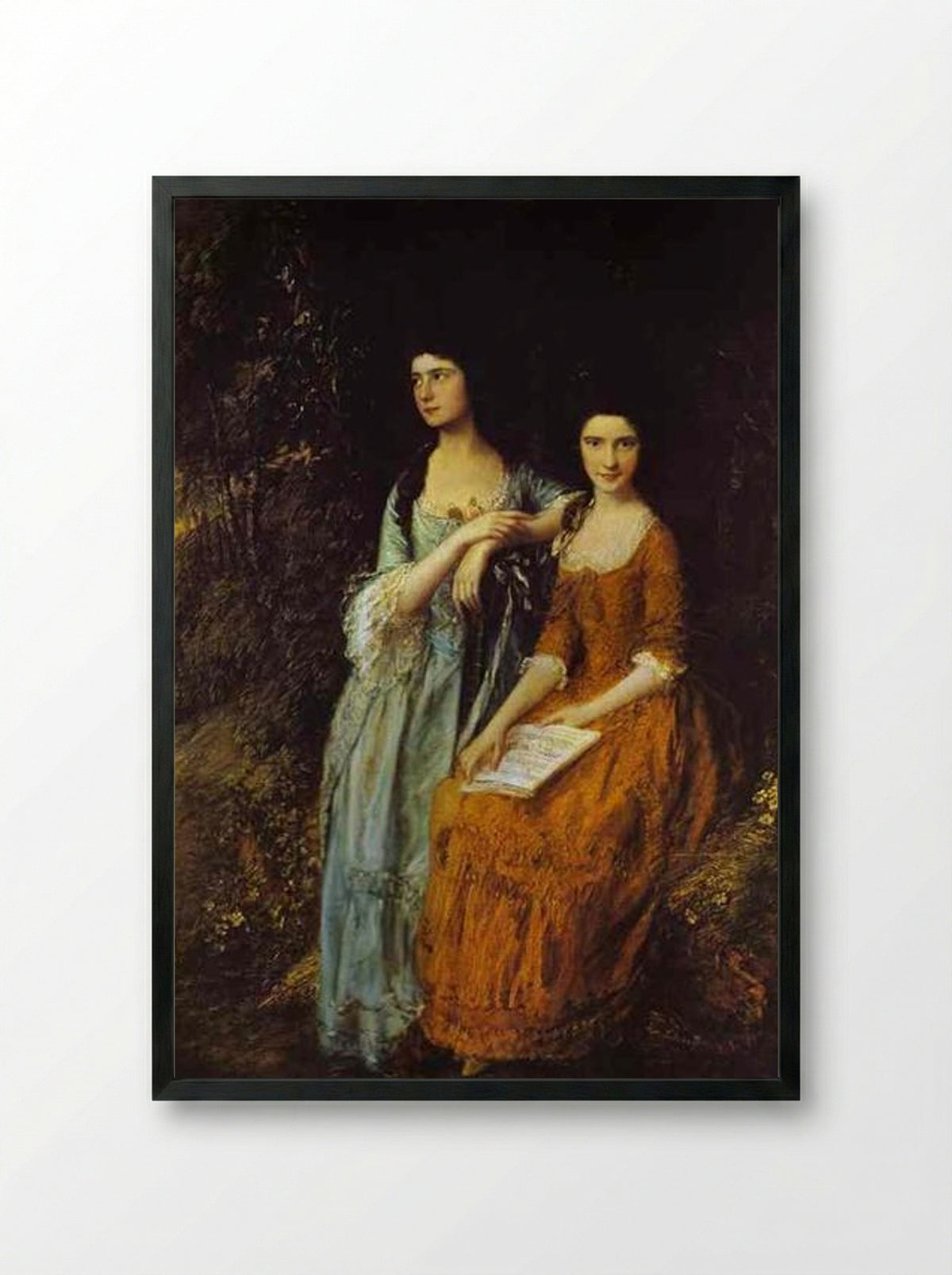 The Linley Sisters (Mrs. Sheridan and Mrs. Tickell) - Thomas Gainsborough - Framed Print Black