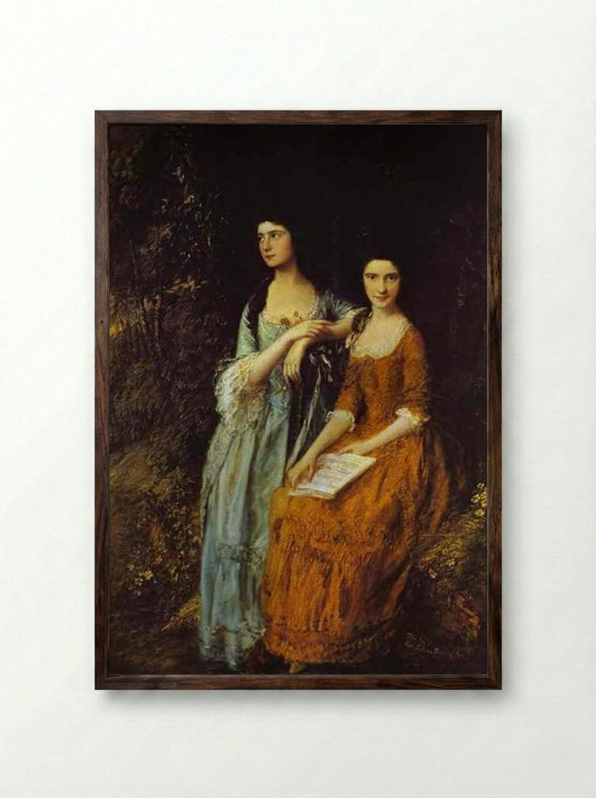 The Linley Sisters (Mrs. Sheridan and Mrs. Tickell) - Thomas Gainsborough - Framed Print Dark Wood
