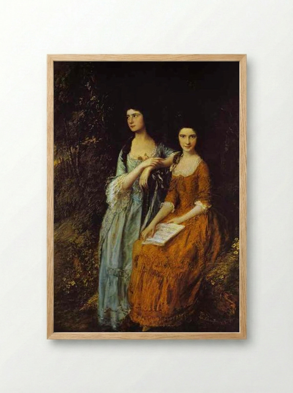 The Linley Sisters (Mrs. Sheridan and Mrs. Tickell) - Thomas Gainsborough - Framed Print Wood