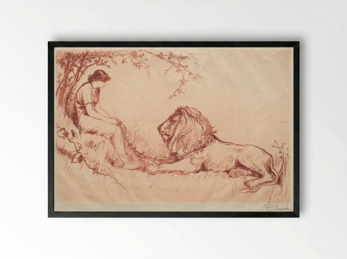 The Lion in Love - Frederick Stuart Church - Framed Print Black
