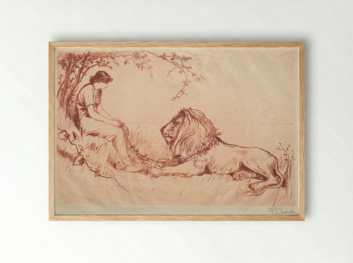 The Lion in Love - Frederick Stuart Church - Framed Print Wood