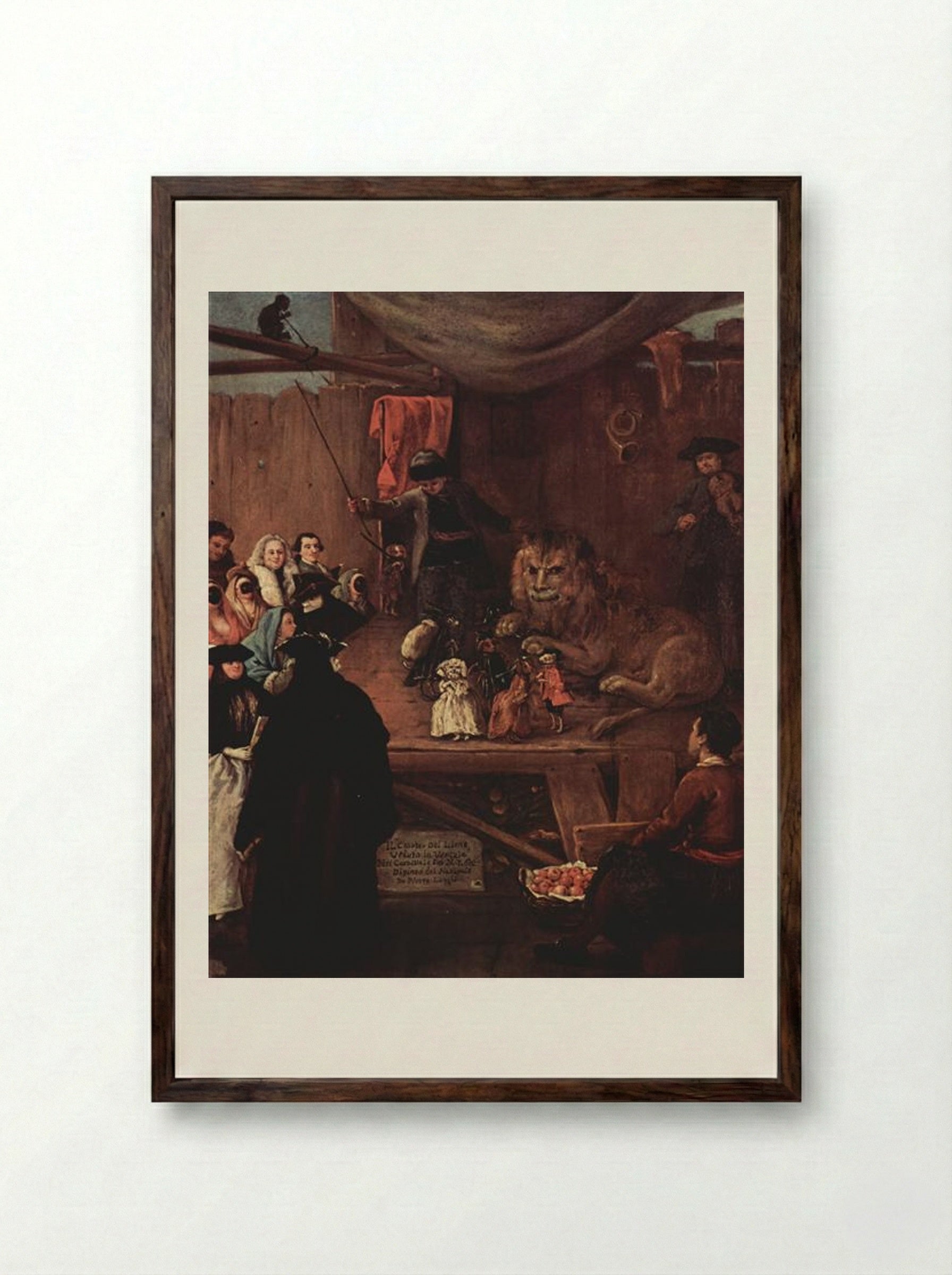 The Lion's Cage - Pietro Longhi - Framed Print Dark Wood