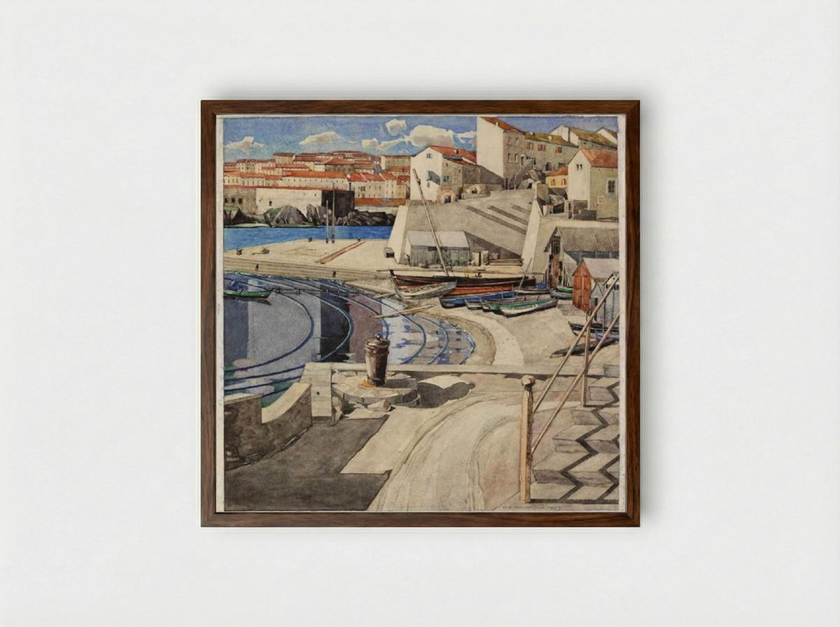 The Little Bay, Port Vendres - Charles Rennie Mackintosh - Framed Print Dark Wood