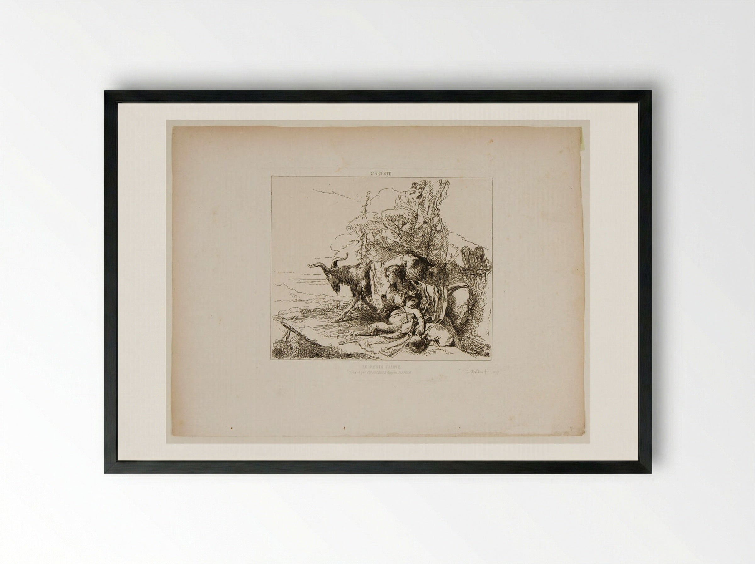The Little Faun - Giovanni Battista Tiepolo - Framed Print Black