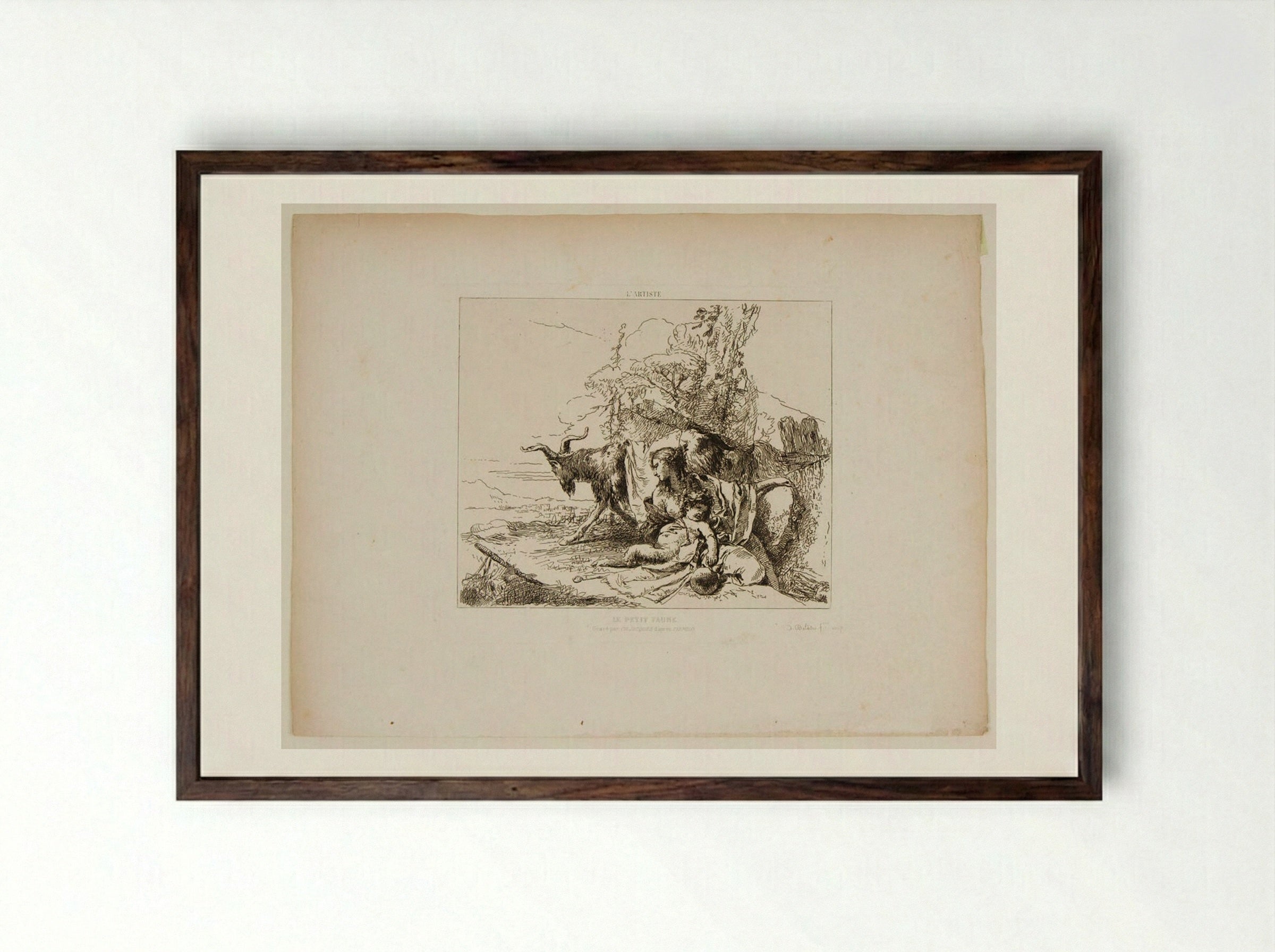 The Little Faun - Giovanni Battista Tiepolo - Framed Print Dark Wood