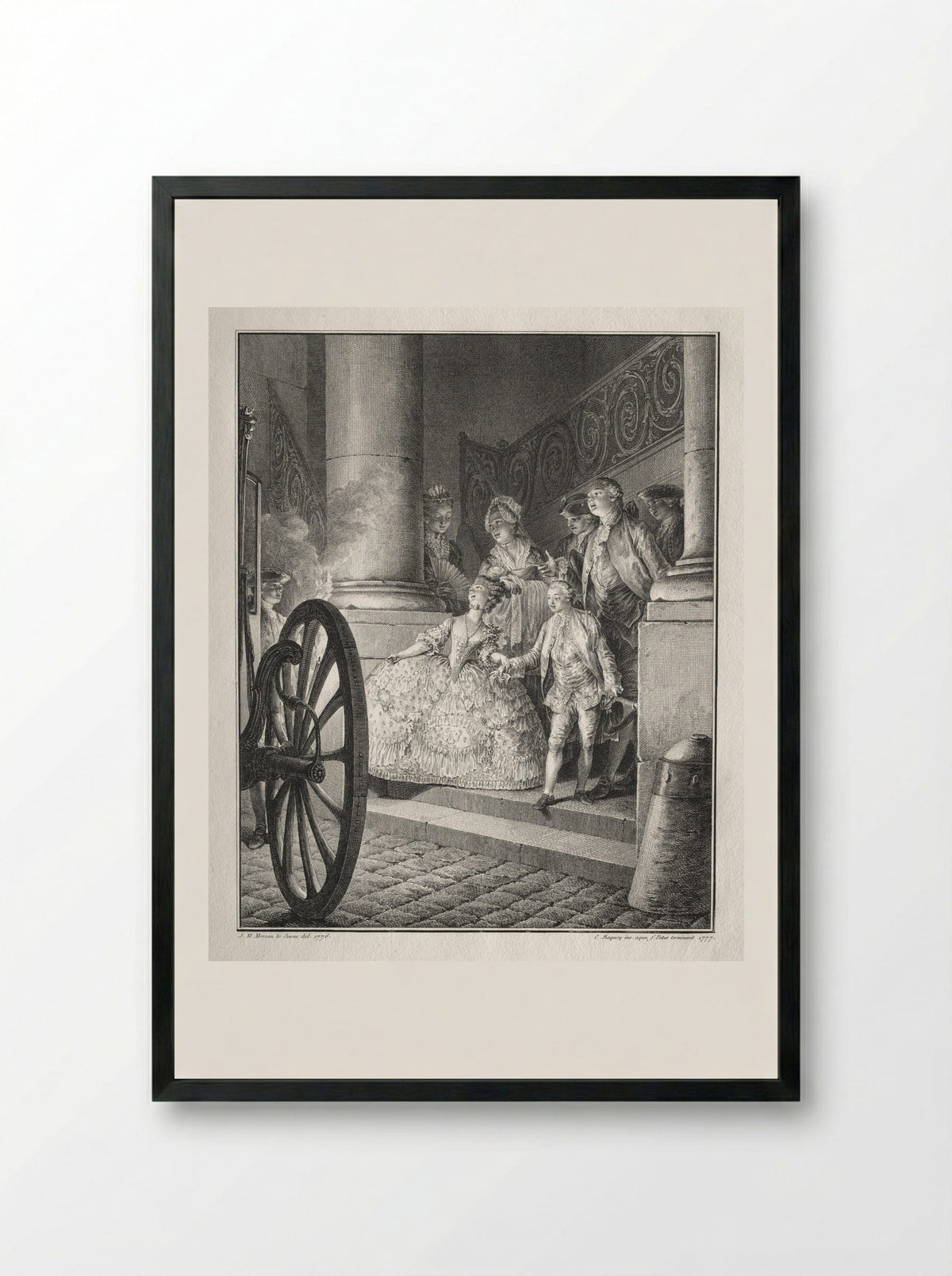 The Little Godparents - Jean-Michel Moreau - Framed Print Black