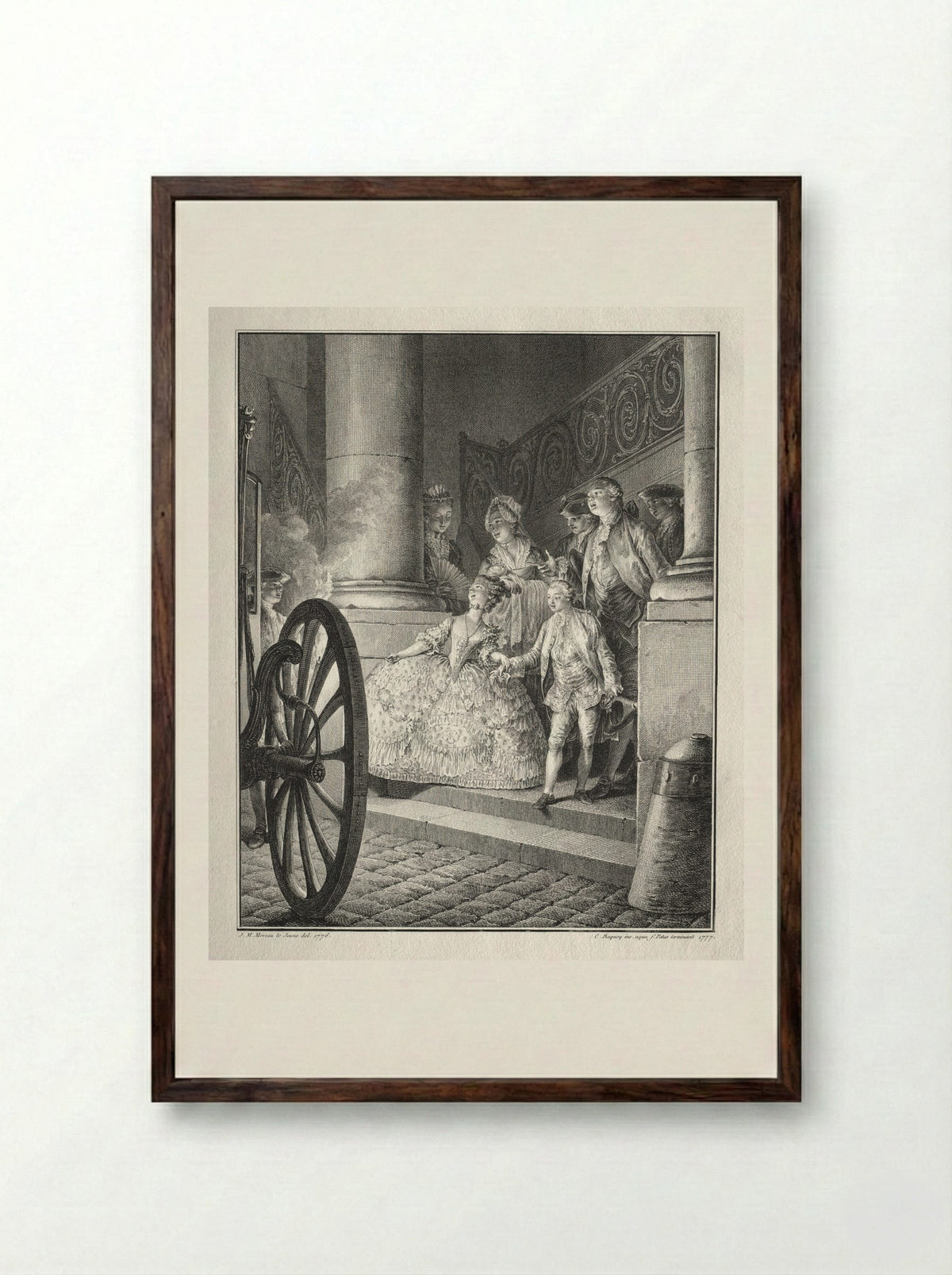 The Little Godparents - Jean-Michel Moreau - Framed Print Dark Wood