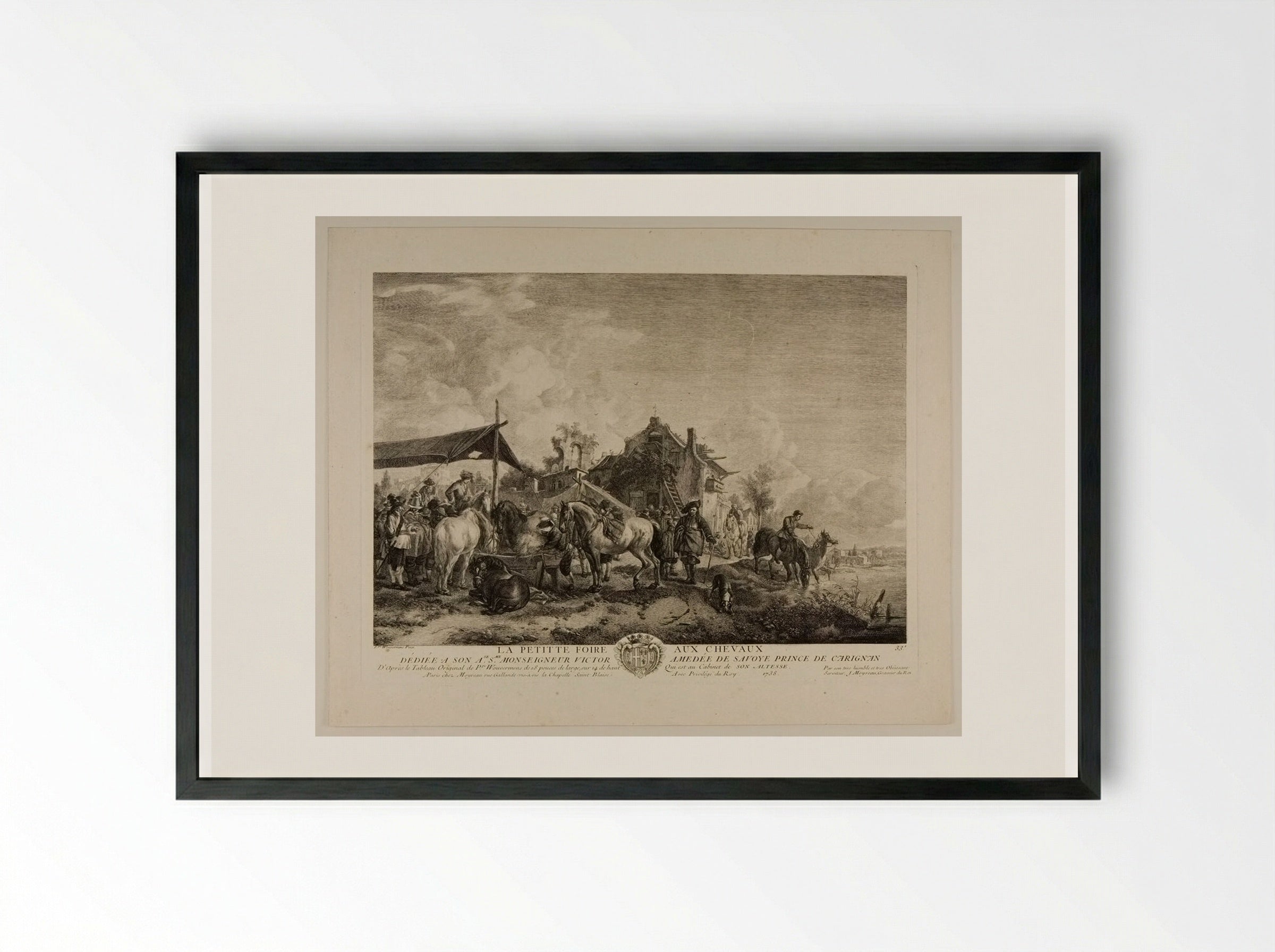 The Little Horse Fair - Jean Moyreau - Framed Print Black