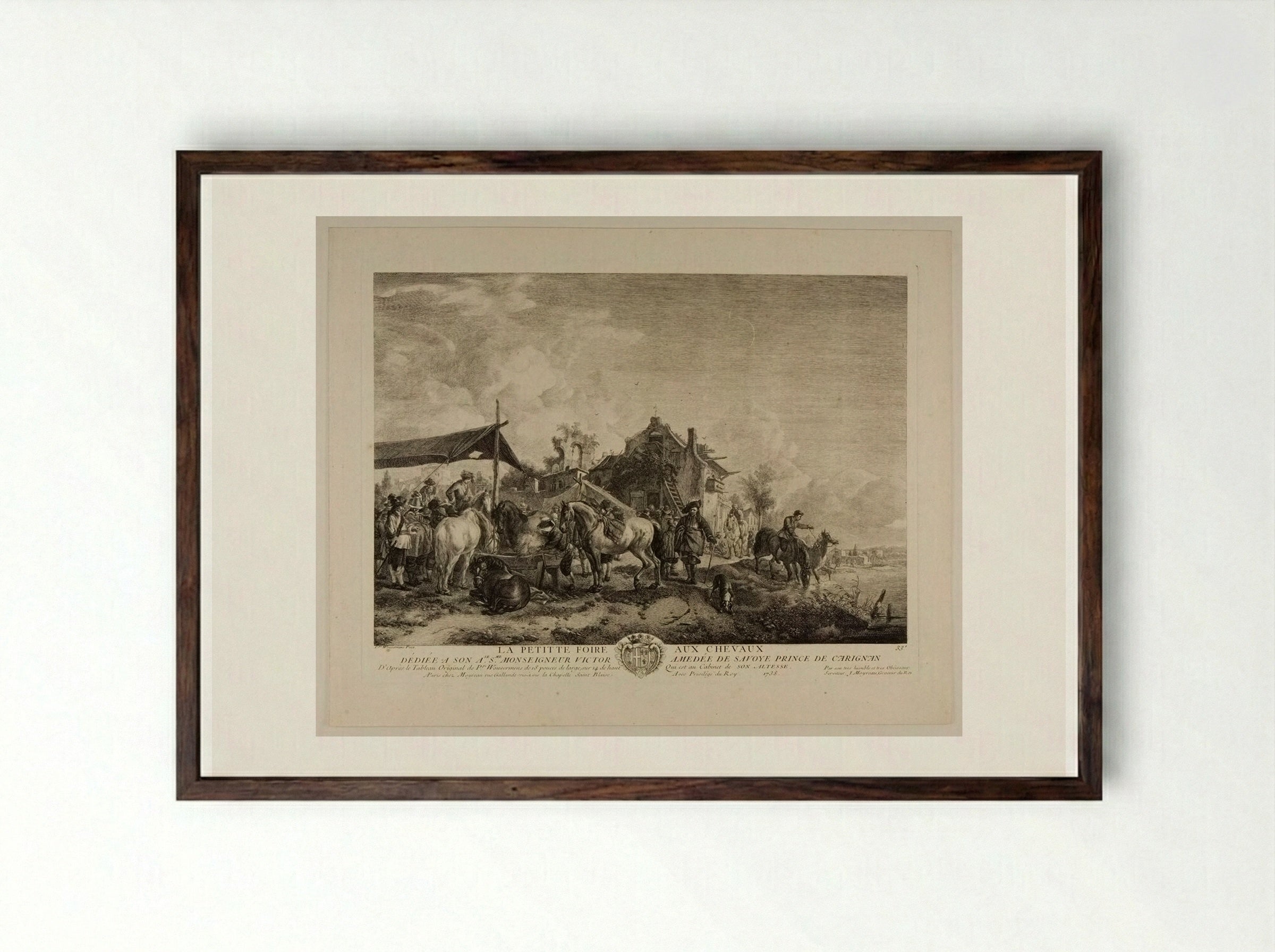The Little Horse Fair - Jean Moyreau - Framed Print Dark Wood