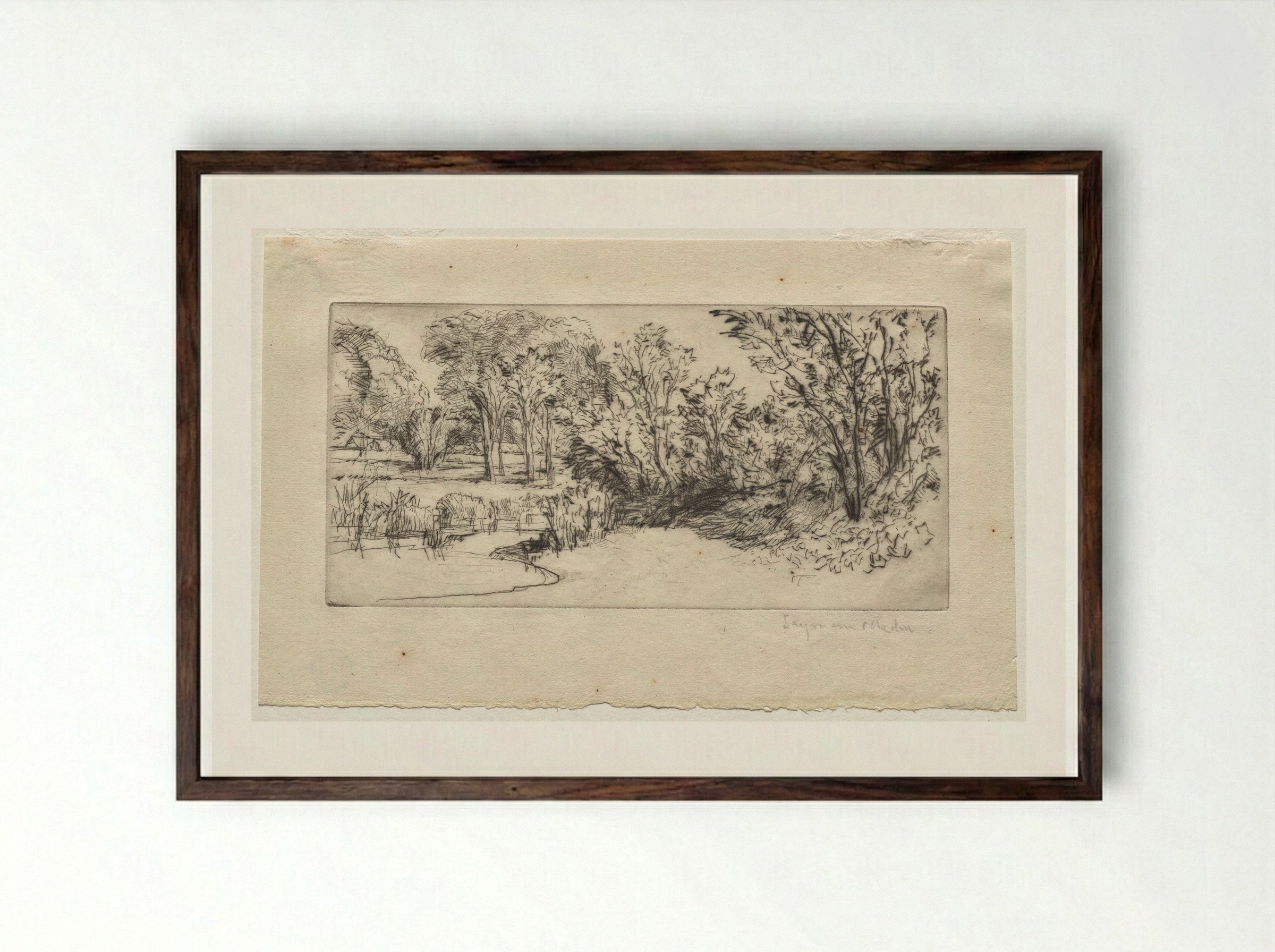 The Little Longparish - Francis Seymour Haden - Framed Print Dark Wood