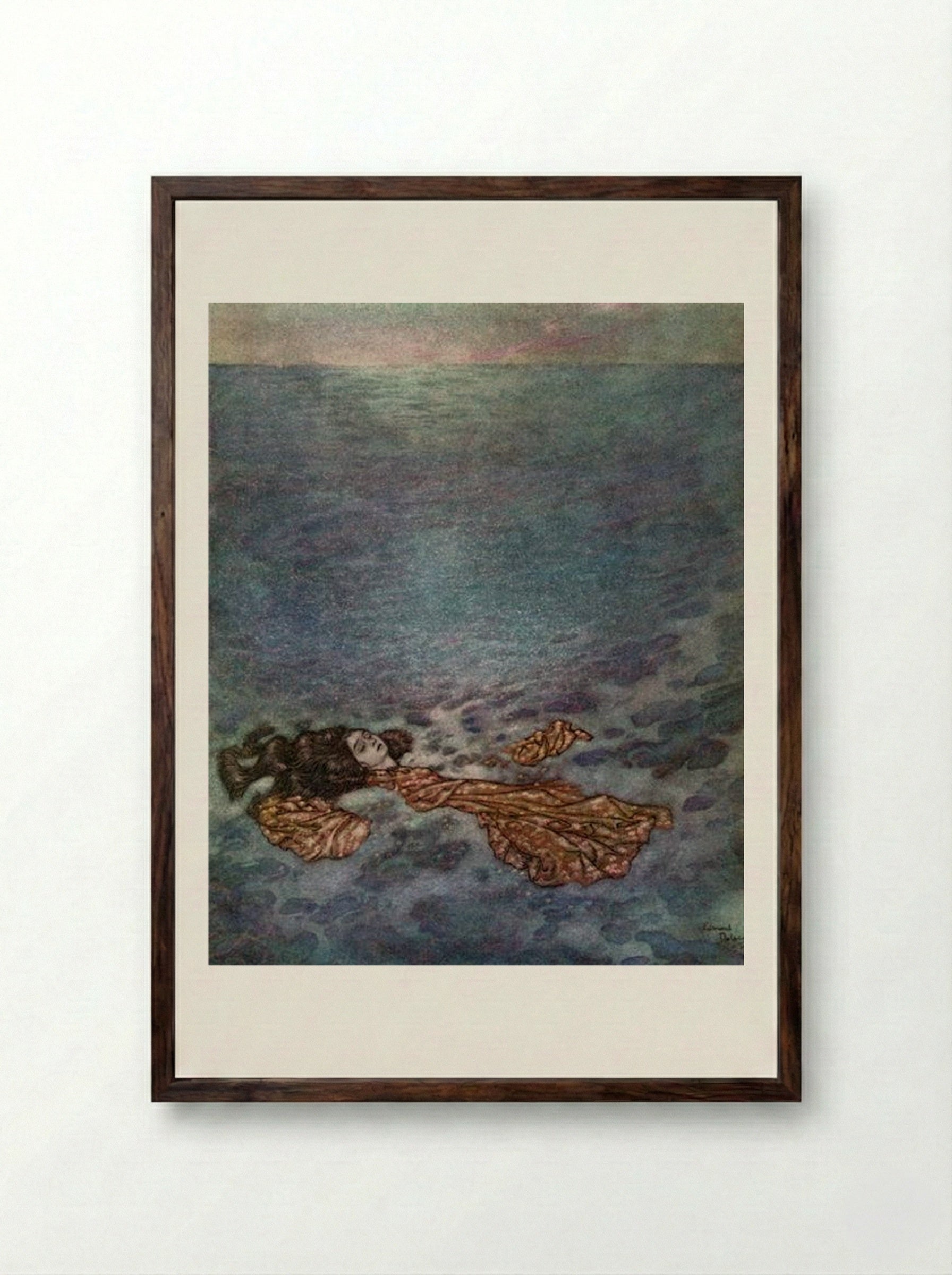 The Little Mermaid: Dissolving into Foam - Edmund Dulac - Framed Print Dark Wood