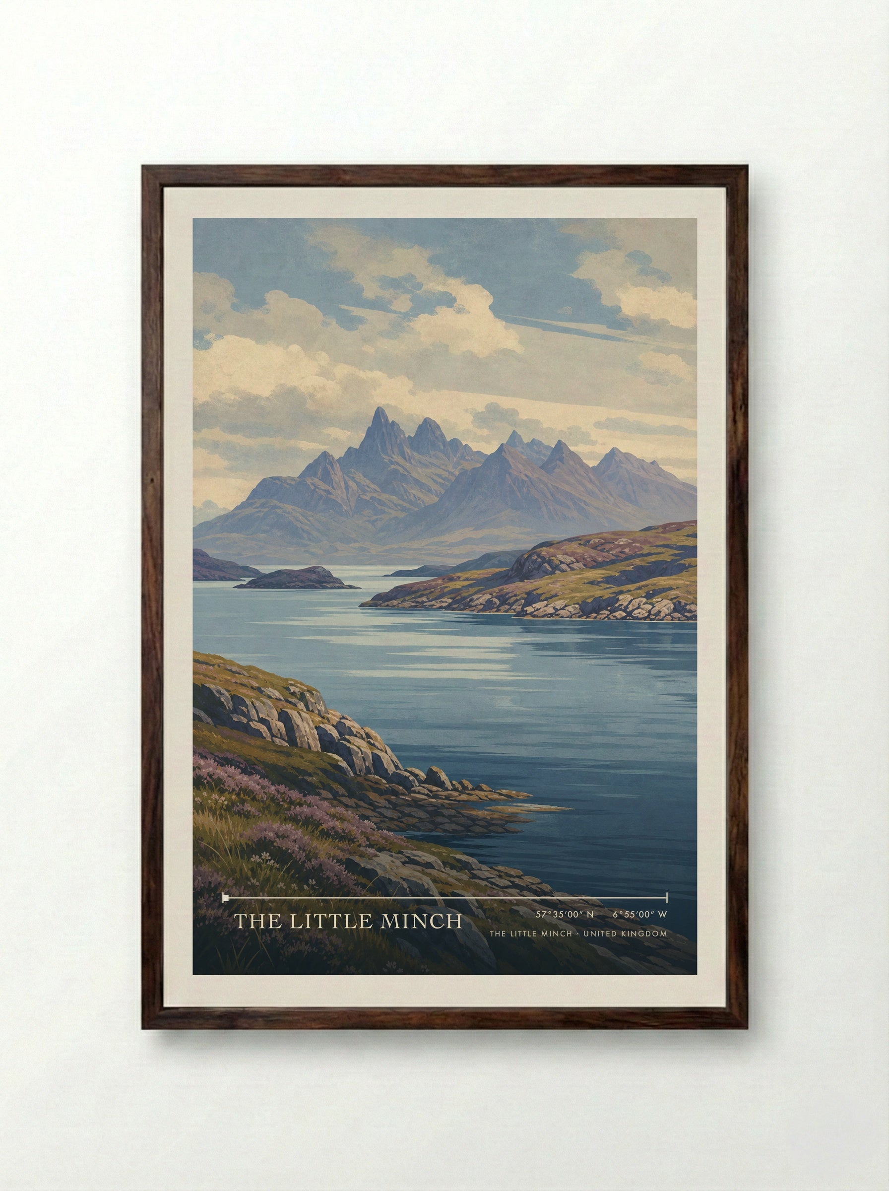 The Little Minch United Kingdom Travel Poster - Framed Print Dark Wood