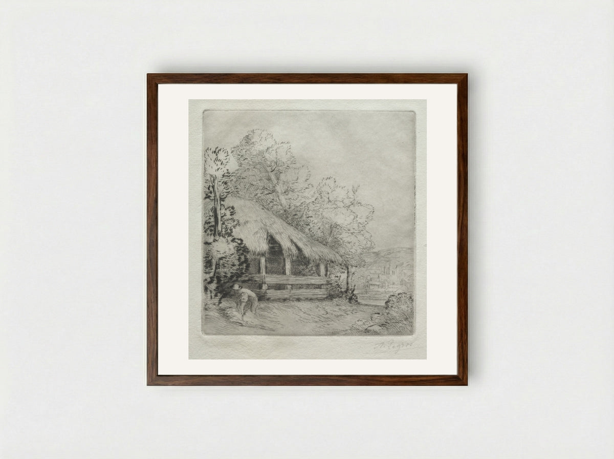 The Little Shed (Le Petit Hangar) - Alphonse Legros - Framed Print Dark Wood