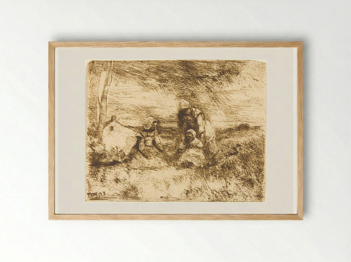 The Little Sister - Jean-Baptiste-Camille Corot - Framed Print Wood
