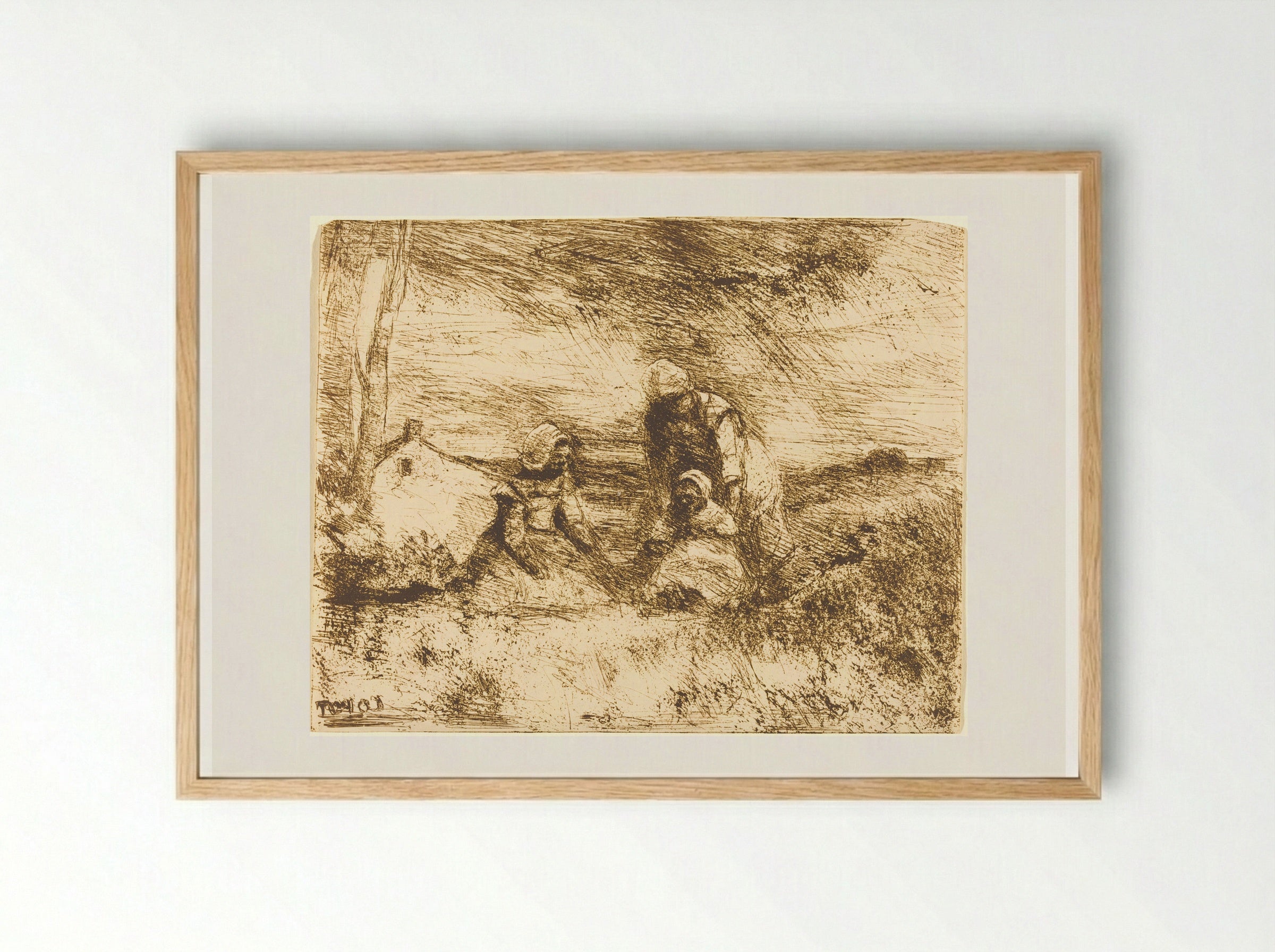 The Little Sister - Jean-Baptiste-Camille Corot - Framed Print Wood