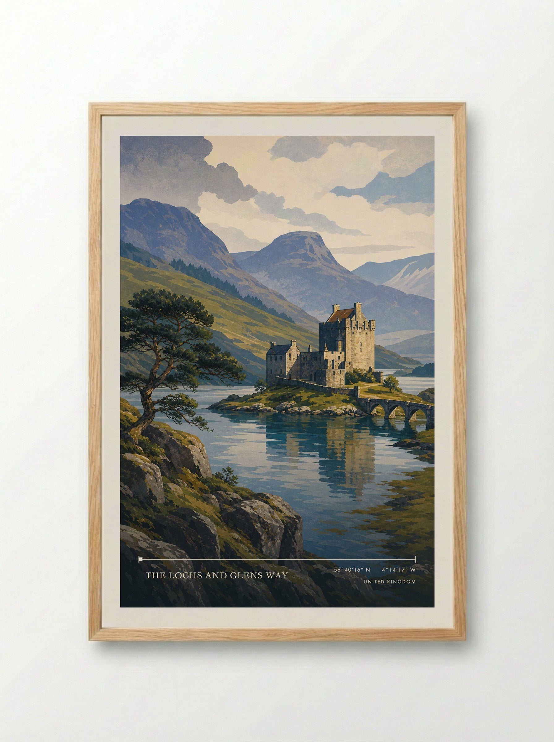 The Lochs and Glens Way United Kingdom Travel Poster - Framed Print Wood