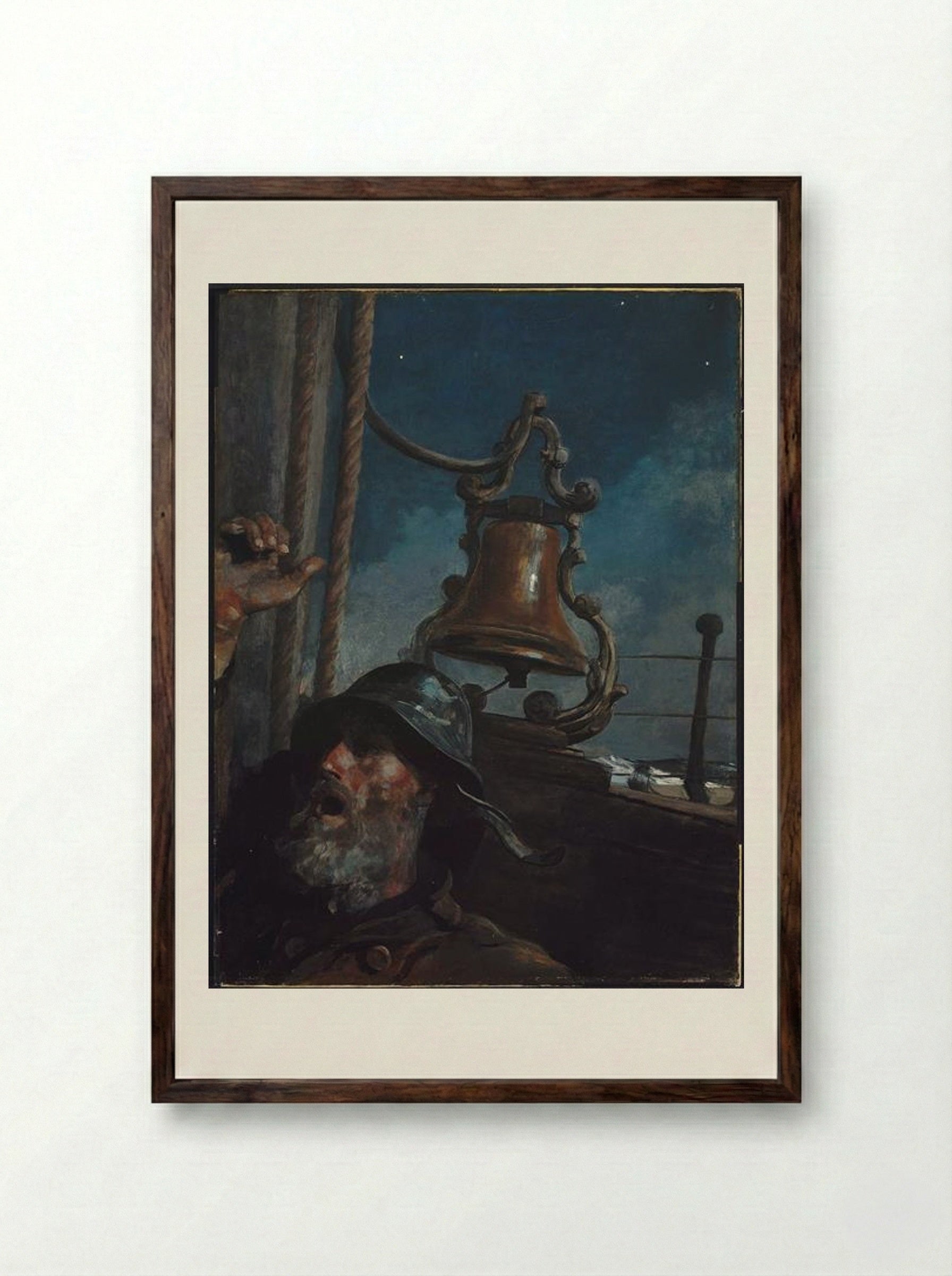 The Lookout - All's Well - Winslow Homer - Framed Print Dark Wood