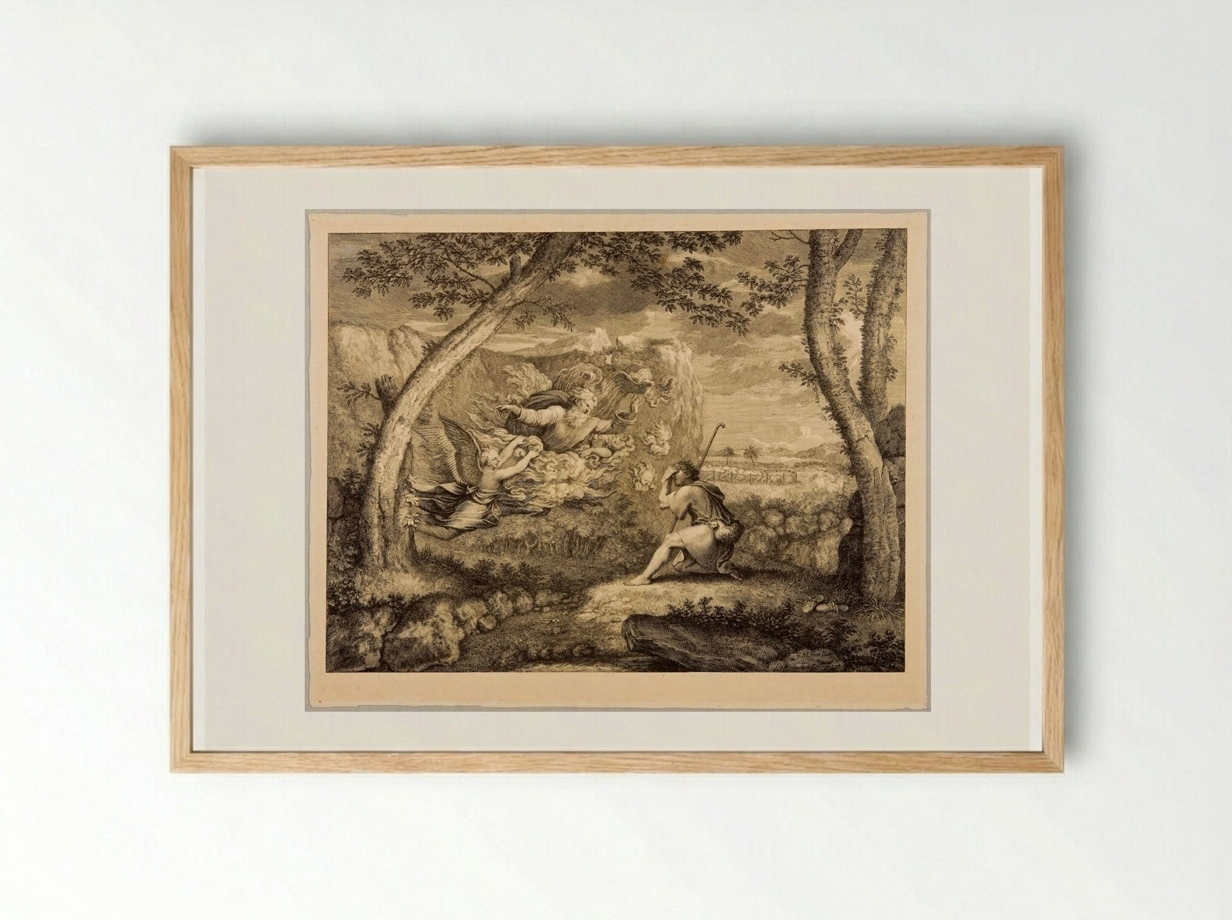 The Lord Speaking to Moses from the Burning Bush - Gérard Audran - Framed Print Wood