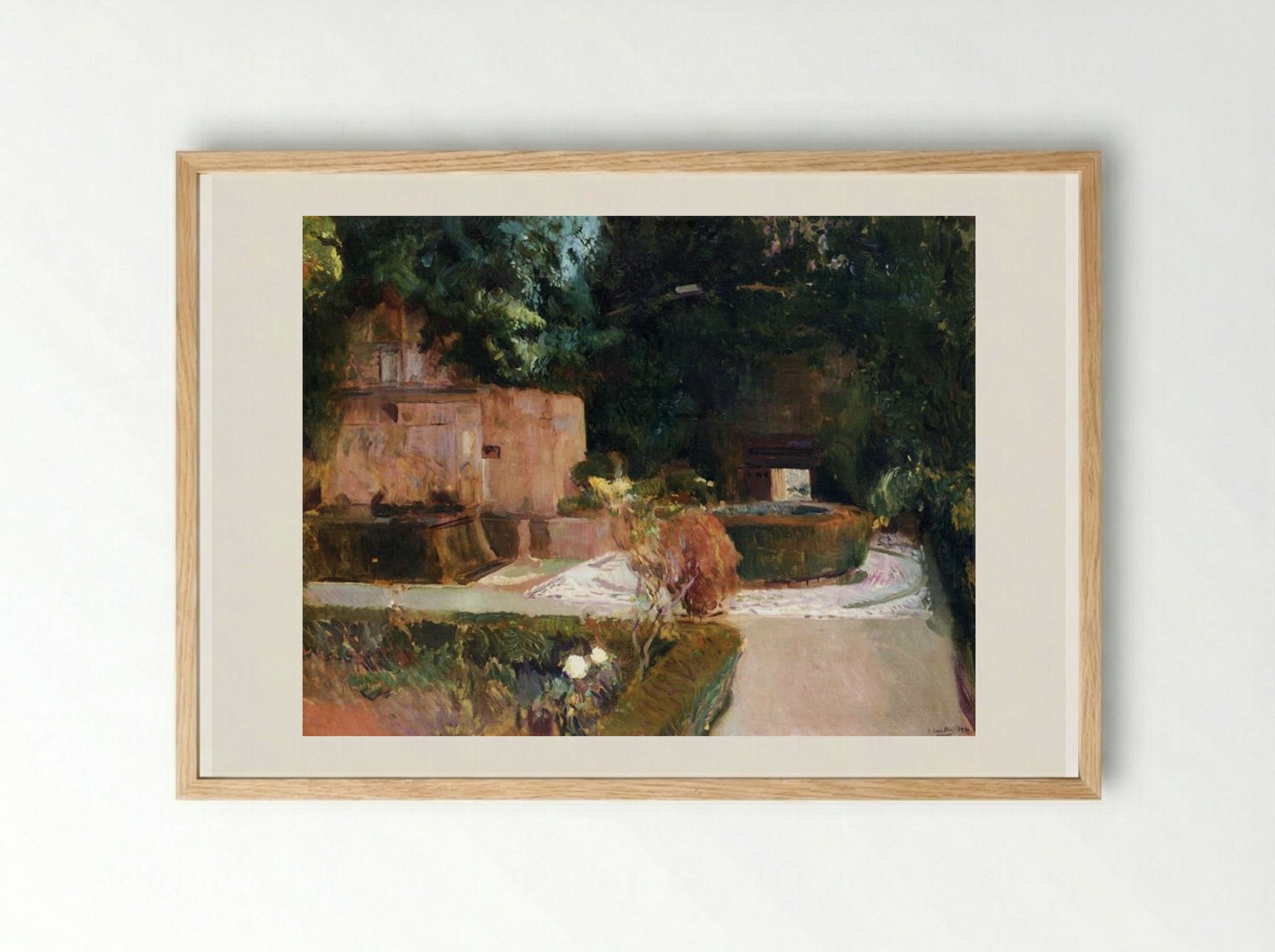 The Los Adarves Gardens, The Alhambra, Granada - Joaquín Sorolla - Framed Print Wood