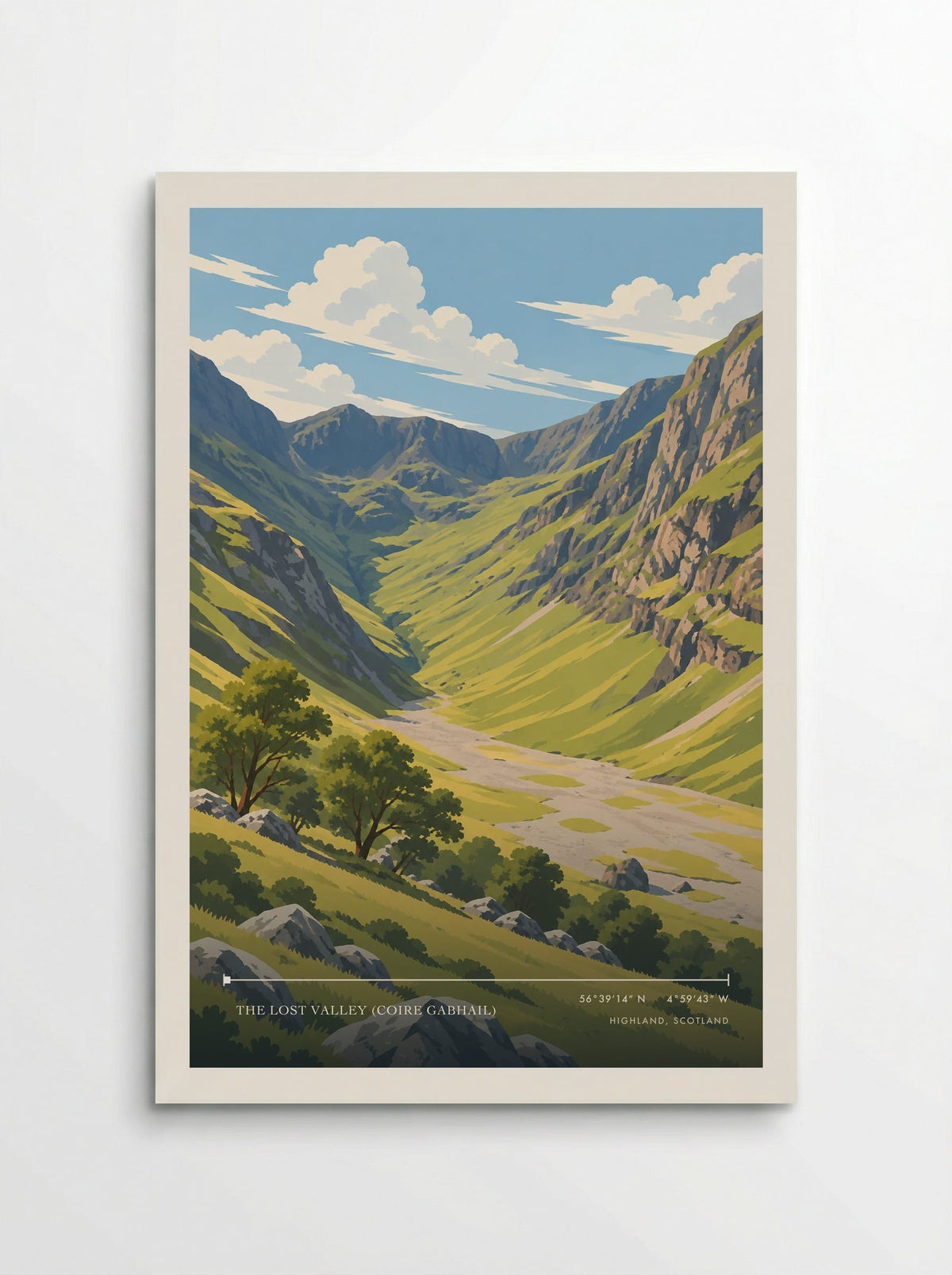 The Lost Valley (Coire Gabhail), Highland, Scotland | Travel Poster - Poster