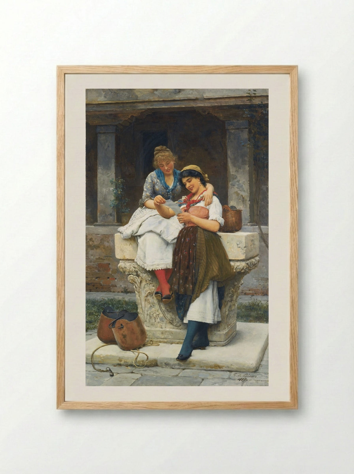 The Love Letter - Eugene de Blaas - Framed Print Wood