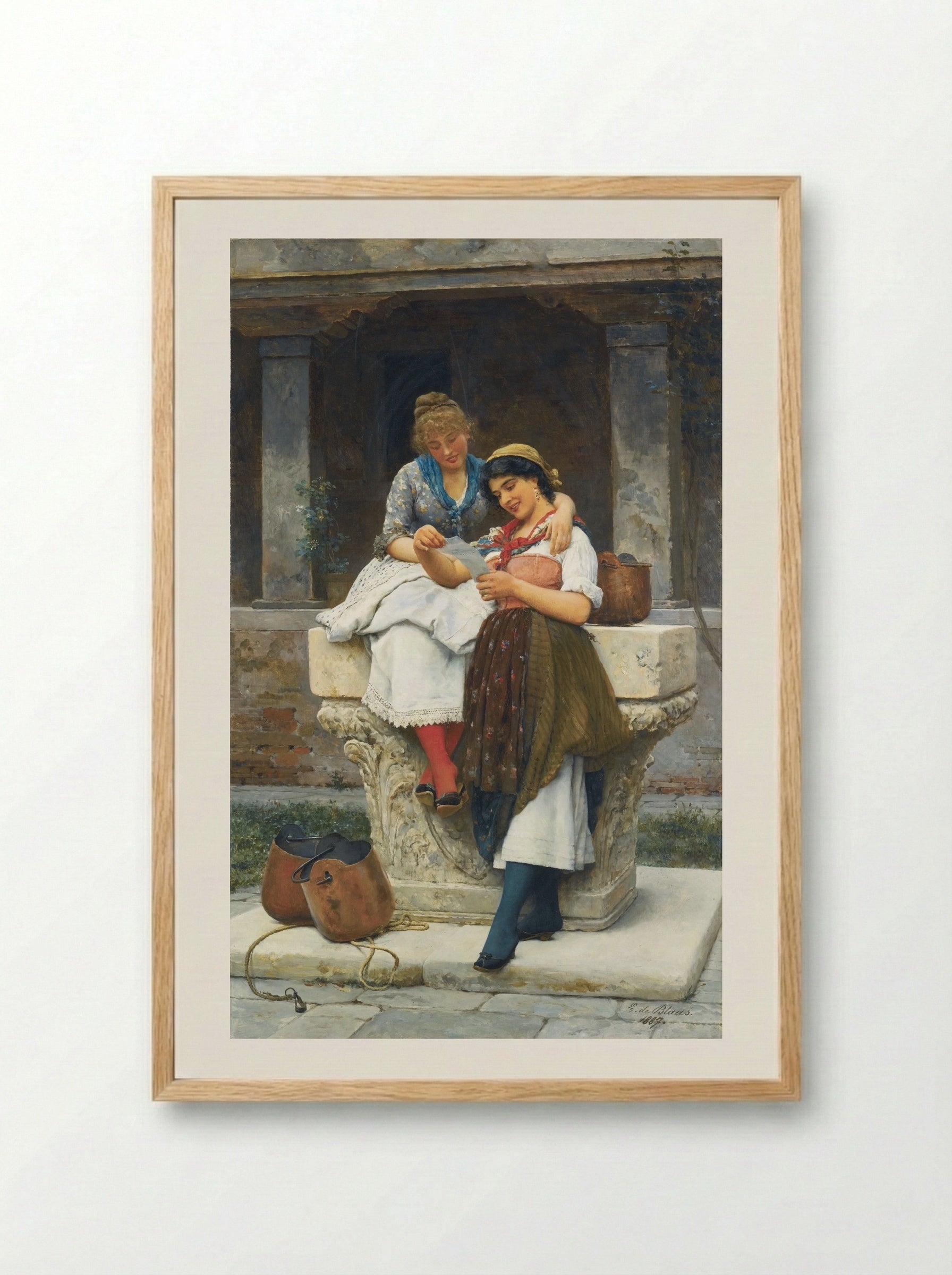 The Love Letter - Eugene de Blaas - Framed Print Wood