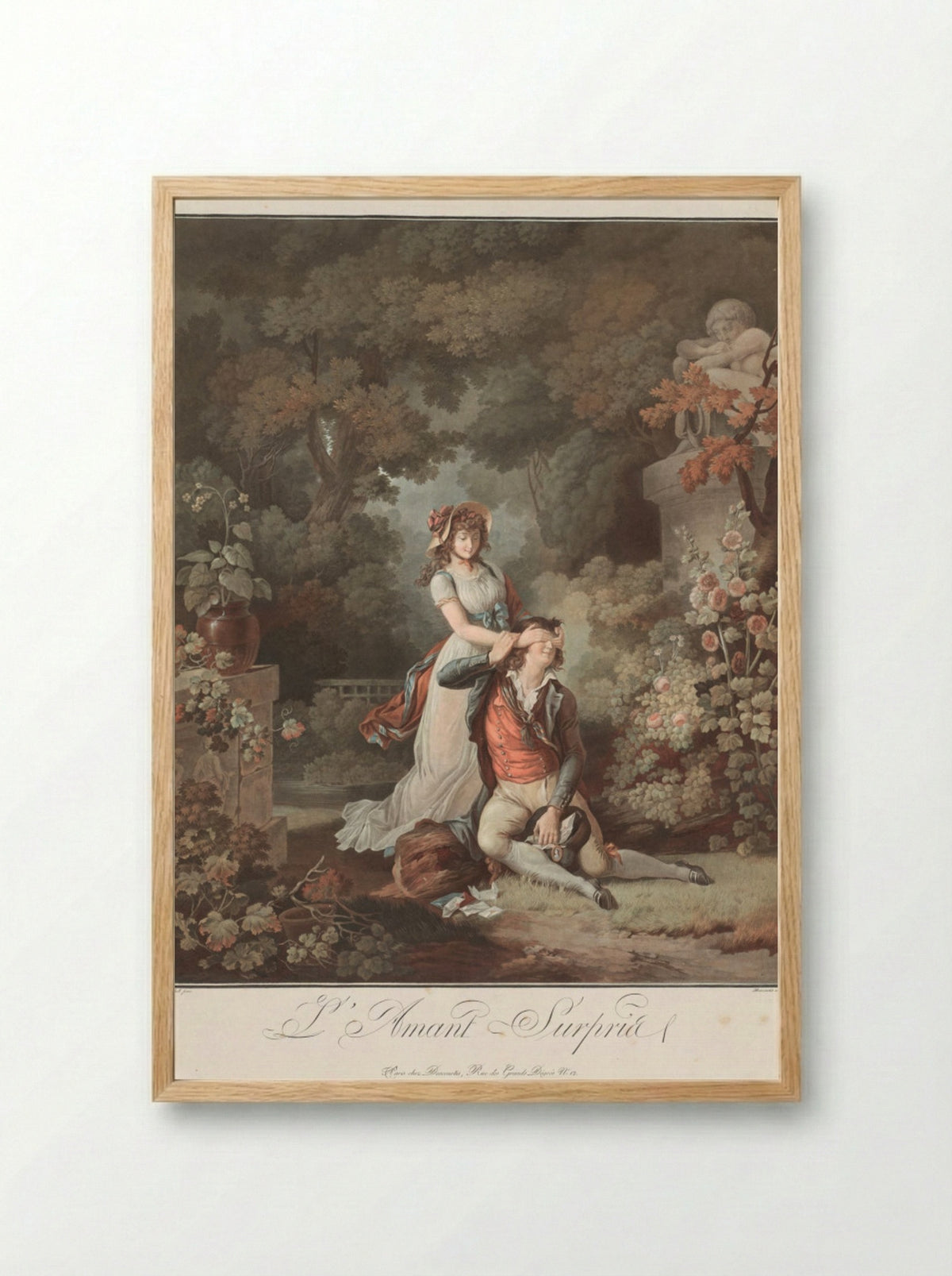 The Lover Surprised (L'Amant Surpris) - Charles-Melchior Descourtis - Framed Print Wood