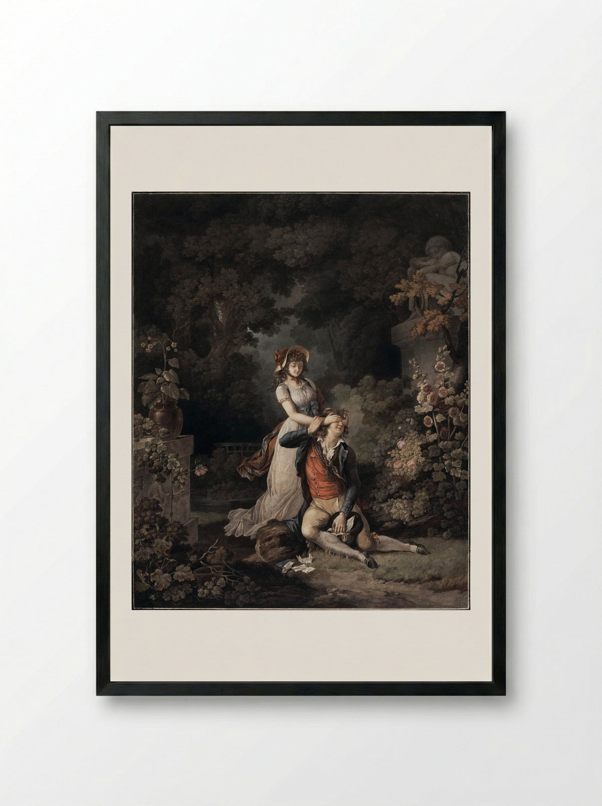 The Lover Surprised - Charles-Melchior Descourtis - Framed Print Black