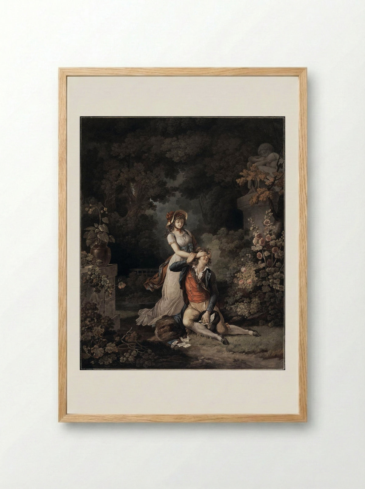 The Lover Surprised - Charles-Melchior Descourtis - Framed Print Wood