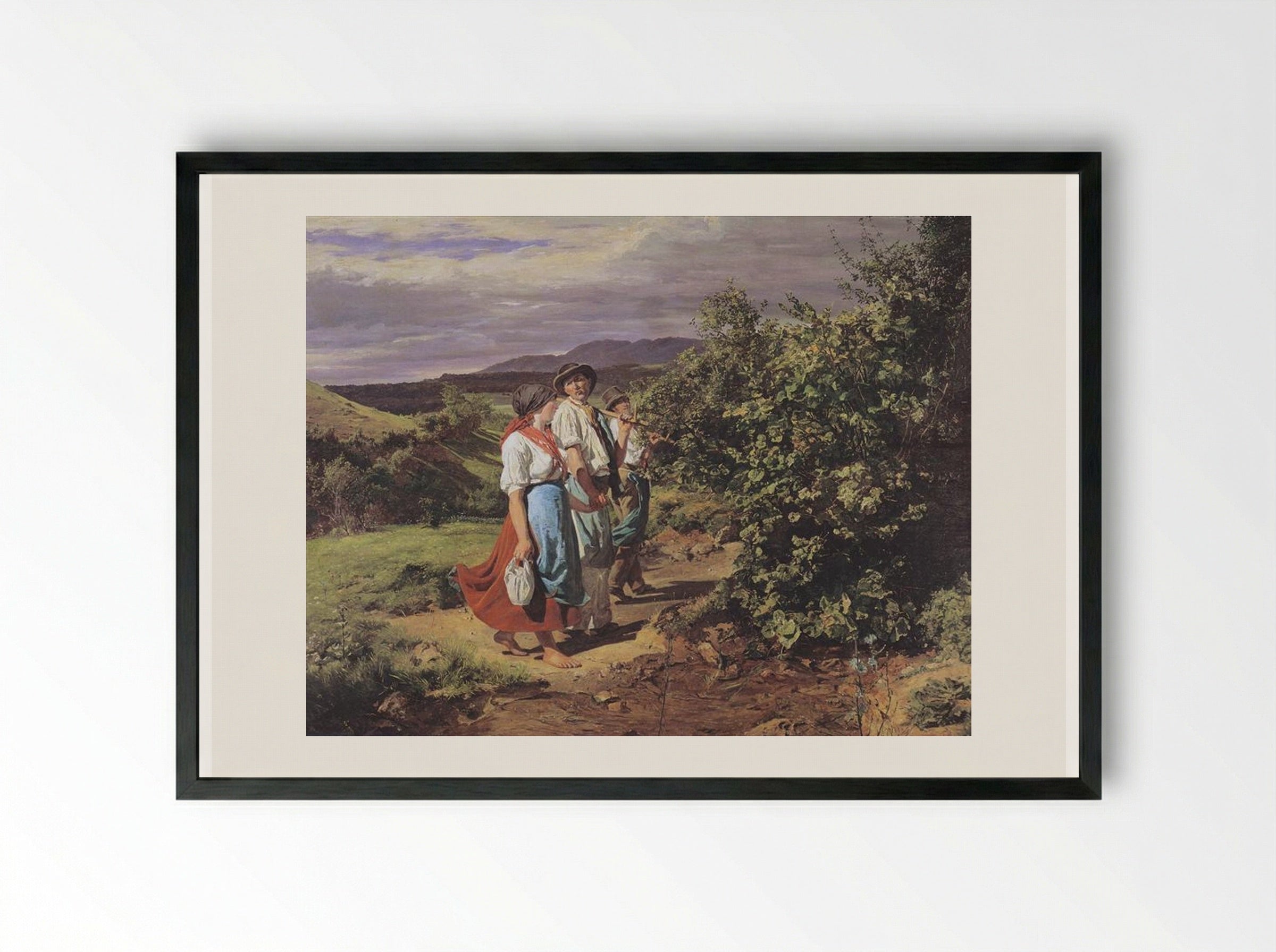 The Lovers at a Crossroads - Ferdinand Georg Waldmüller - Framed Print Black