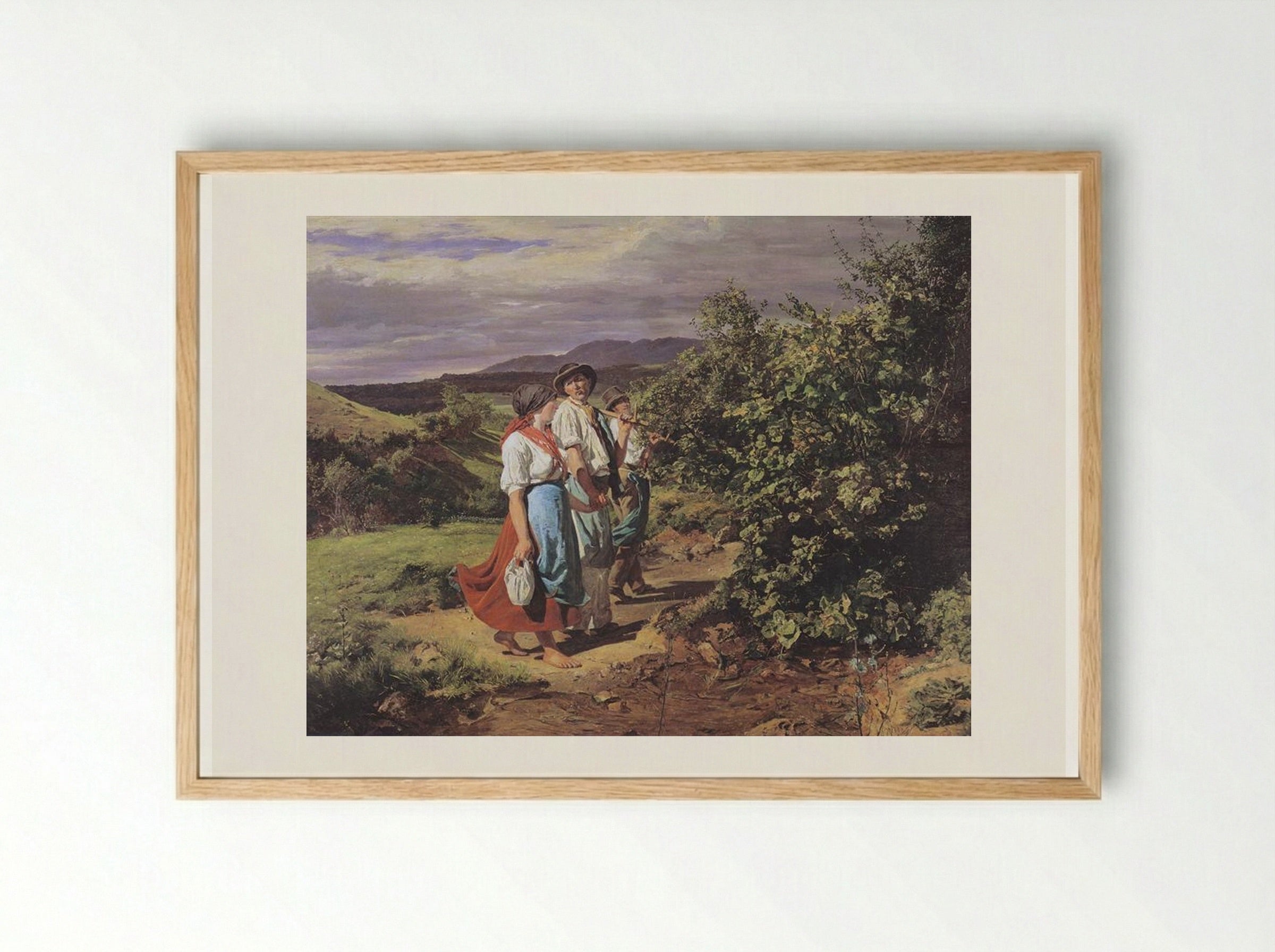 The Lovers at a Crossroads - Ferdinand Georg Waldmüller - Framed Print Wood