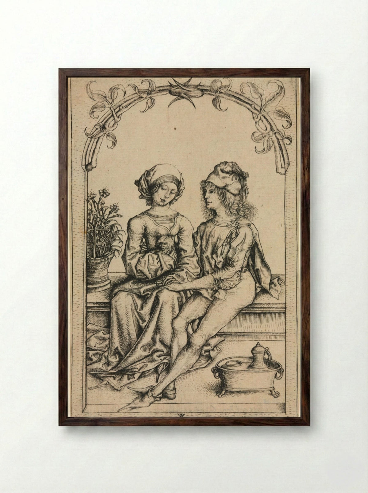 The Lovers - Wenzel von Olmütz - Framed Print Dark Wood