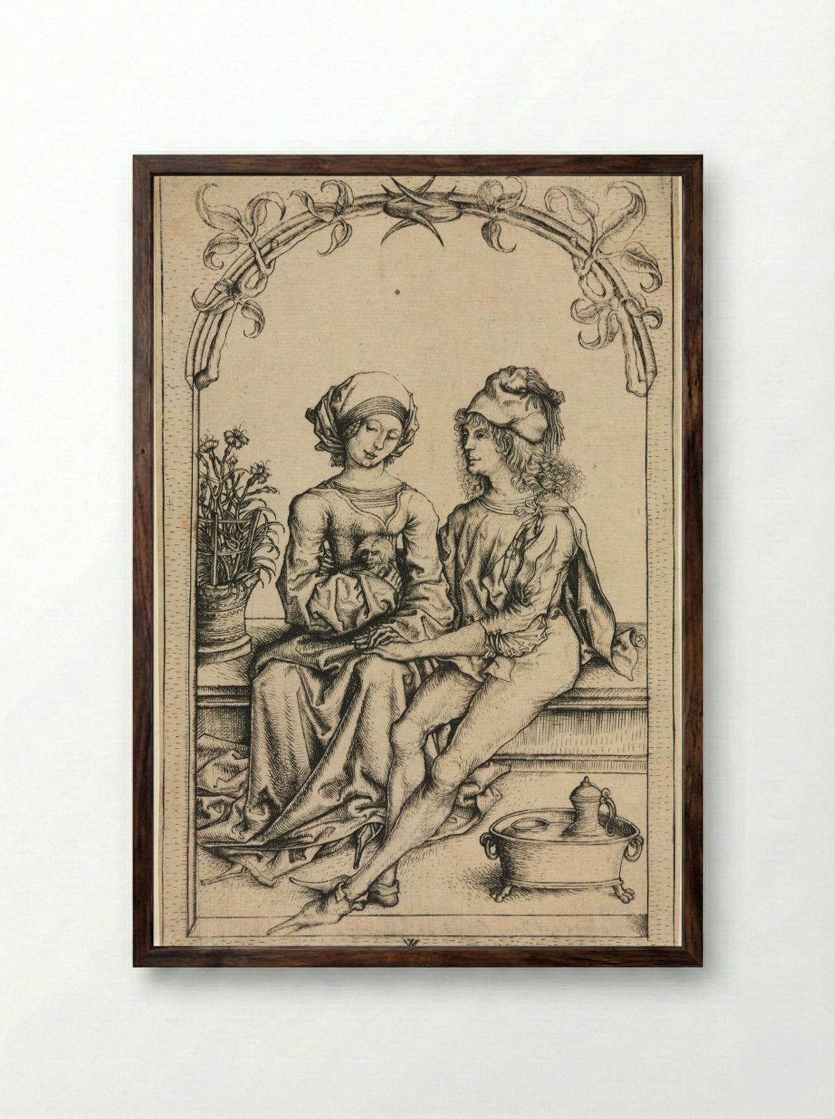 The Lovers - Wenzel von Olmütz - Framed Print Dark Wood