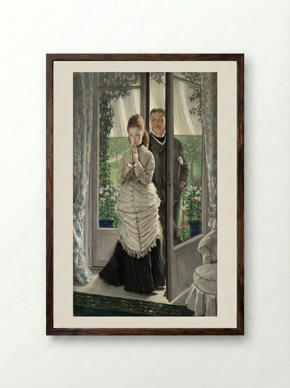 The Lovers - James Tissot - Framed Print Dark Wood