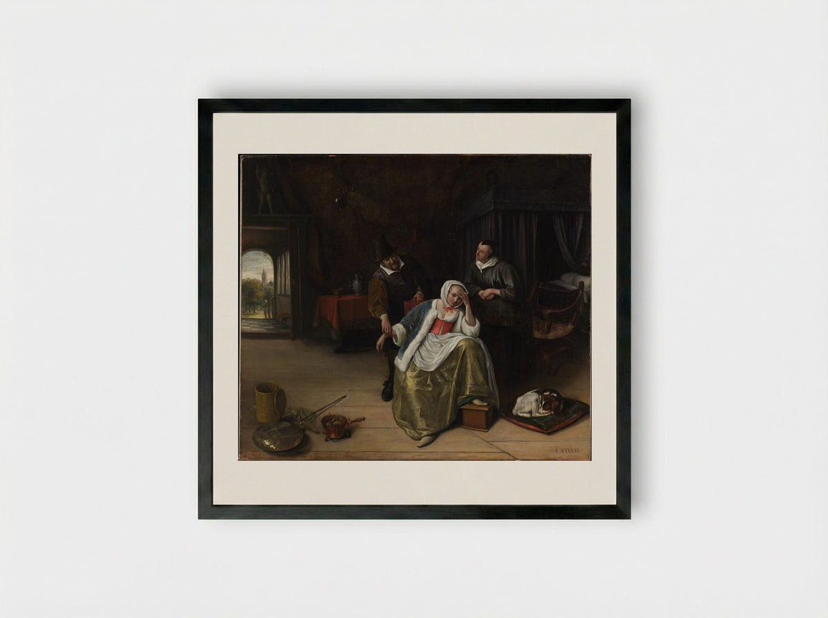 The Lovesick Maiden - Jan Steen - Framed Print Black