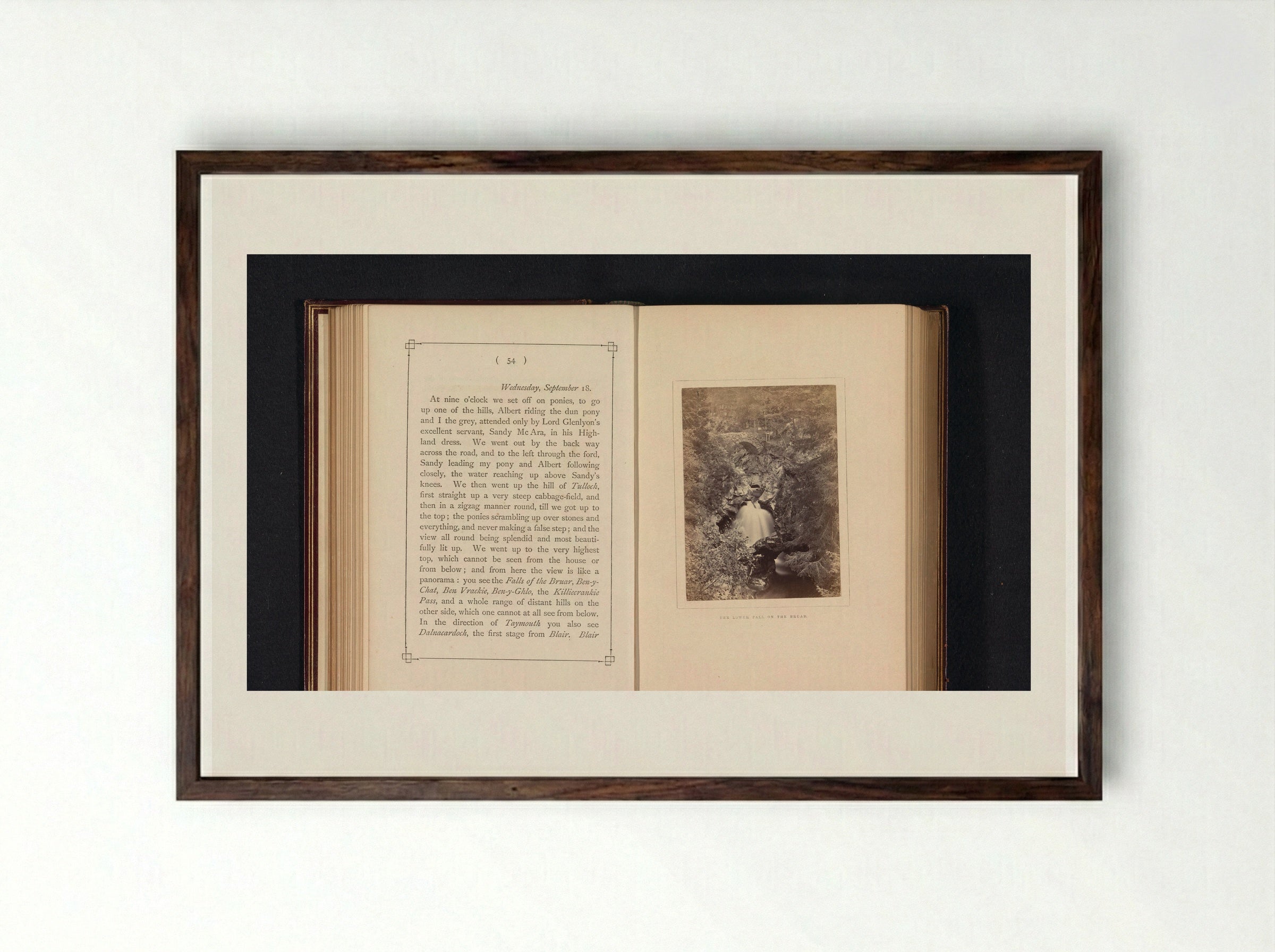 The Lower Fall on the Bruar - George Washington Wilson - Framed Print Dark Wood
