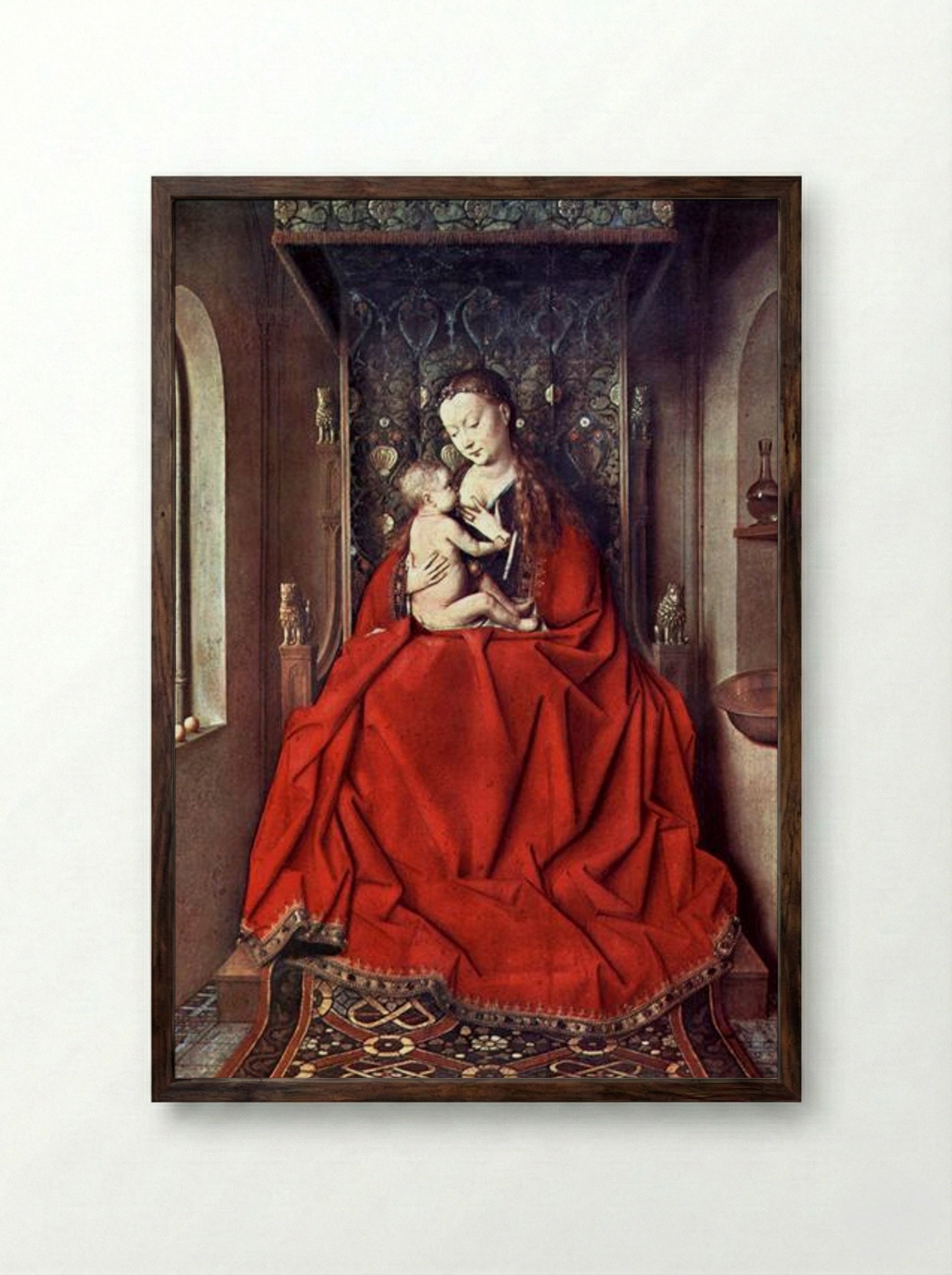 The Lucca Madonna - Jan van Eyck - Framed Print Dark Wood