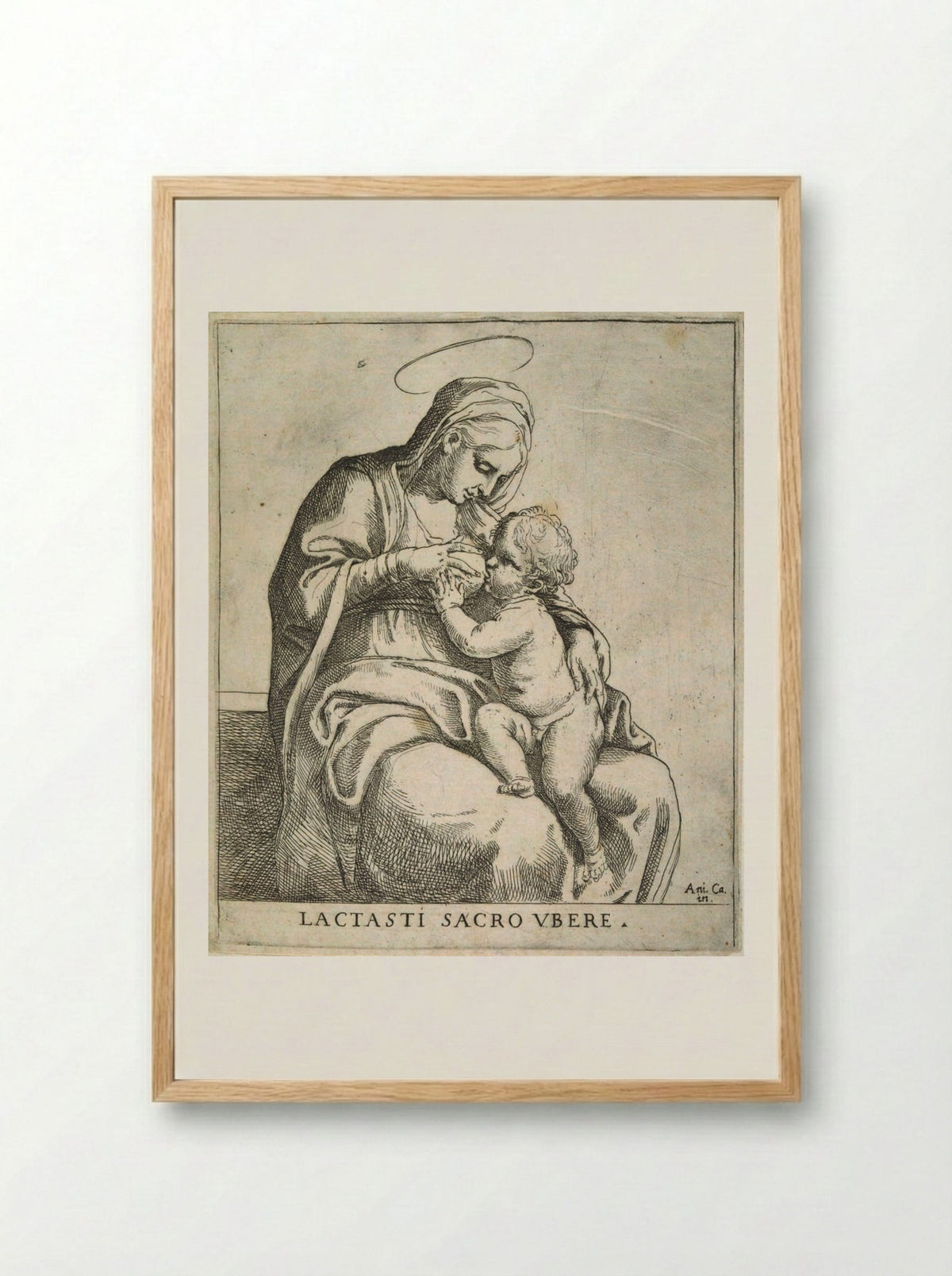 The Madonna Nursing the Christ Child - Annibale Carracci - Framed Print Wood