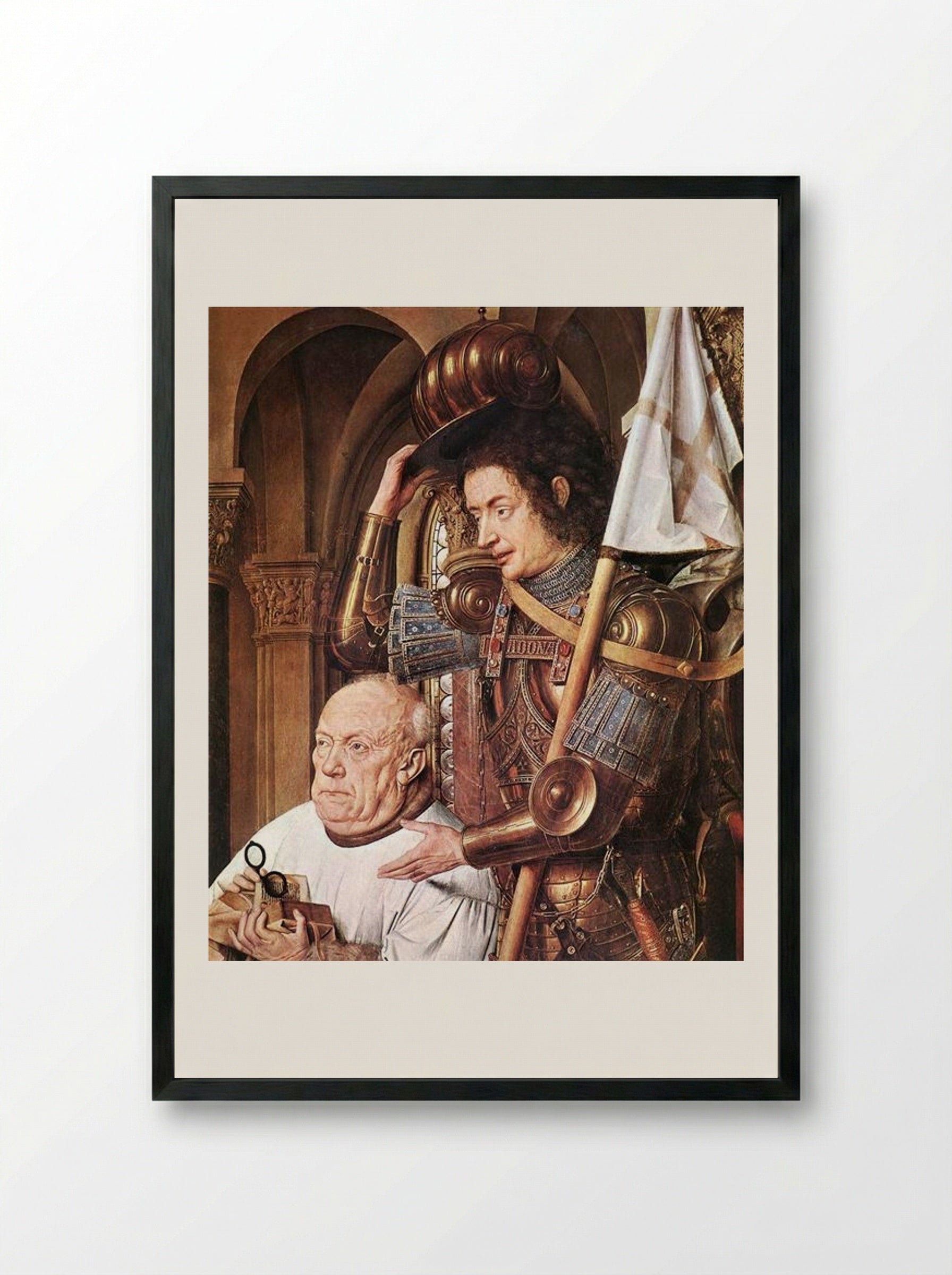The Madonna of Canon van der Paele (detail) - Jan van Eyck - Framed Print Black
