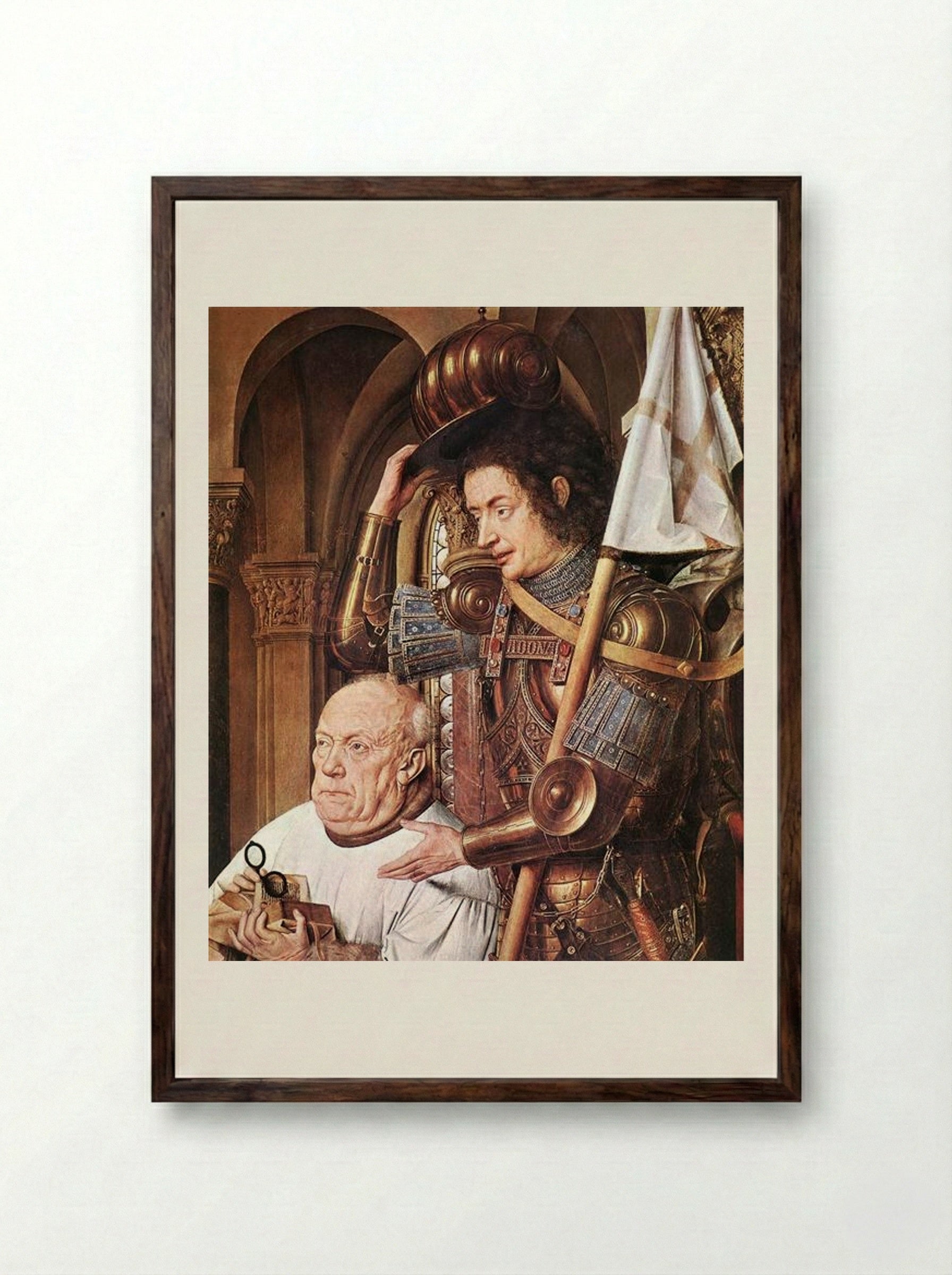 The Madonna of Canon van der Paele (detail) - Jan van Eyck - Framed Print Dark Wood