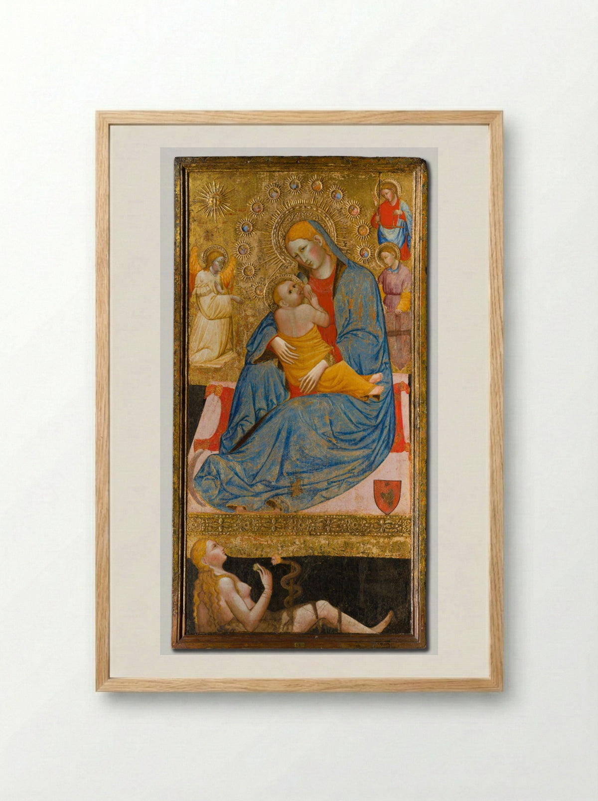 The Madonna of Humility with the Temptation of Eve - Olivuccio di Ciccarello - Framed Print Wood