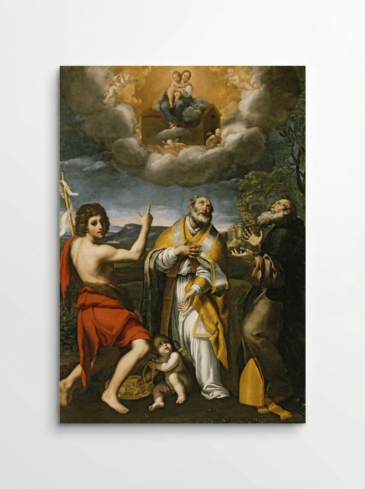 The Madonna of Loreto Appearing to St. John the Baptist, St. Eligius, and St. Anthony Abbot - Domenichino - Poster
